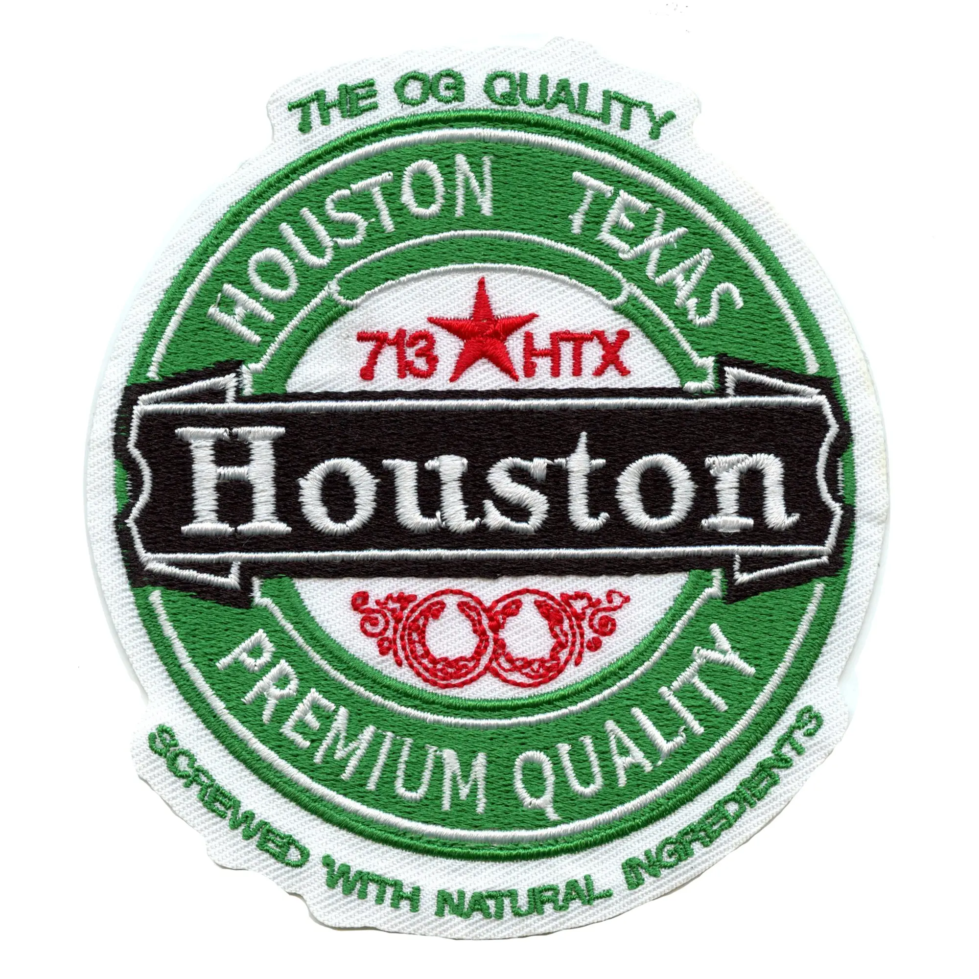 Houniken Houston Beer Parody Patch 713 Premium Quality Embroidered Iron on - Image 2