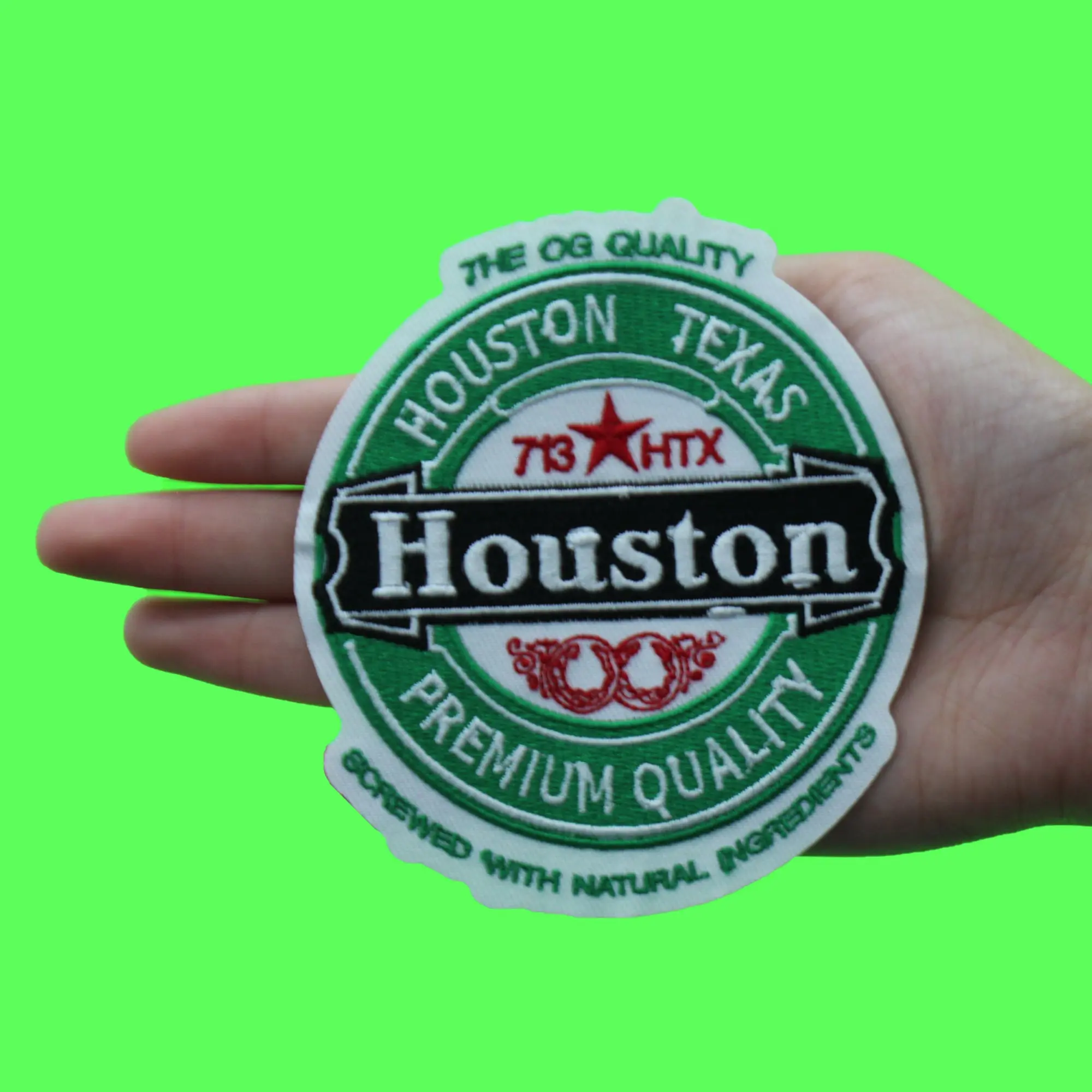 Houniken Houston Beer Parody Patch 713 Premium Quality Embroidered Iron on - Image 3
