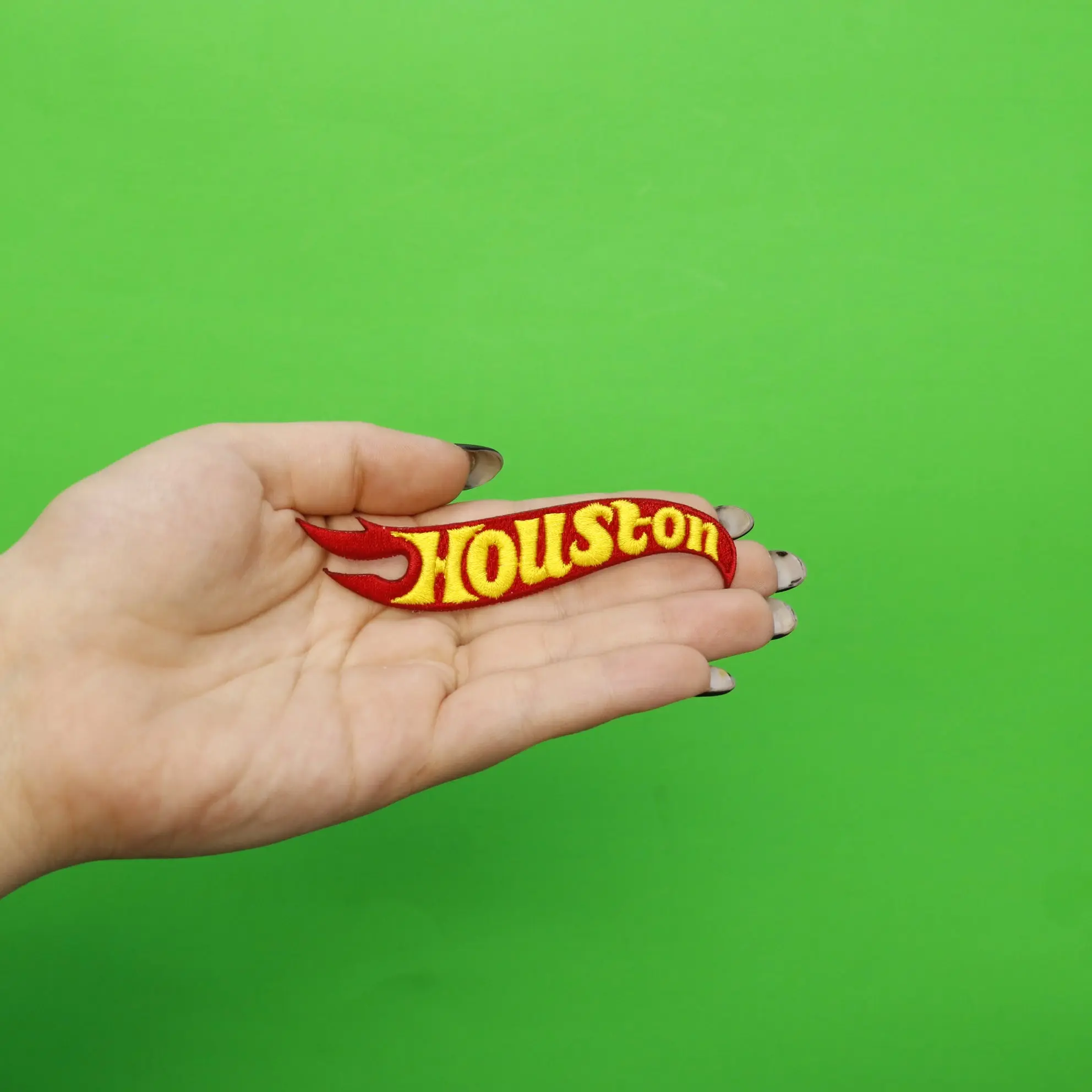 Houston Flame Embroidered Iron On Patch - Image 3