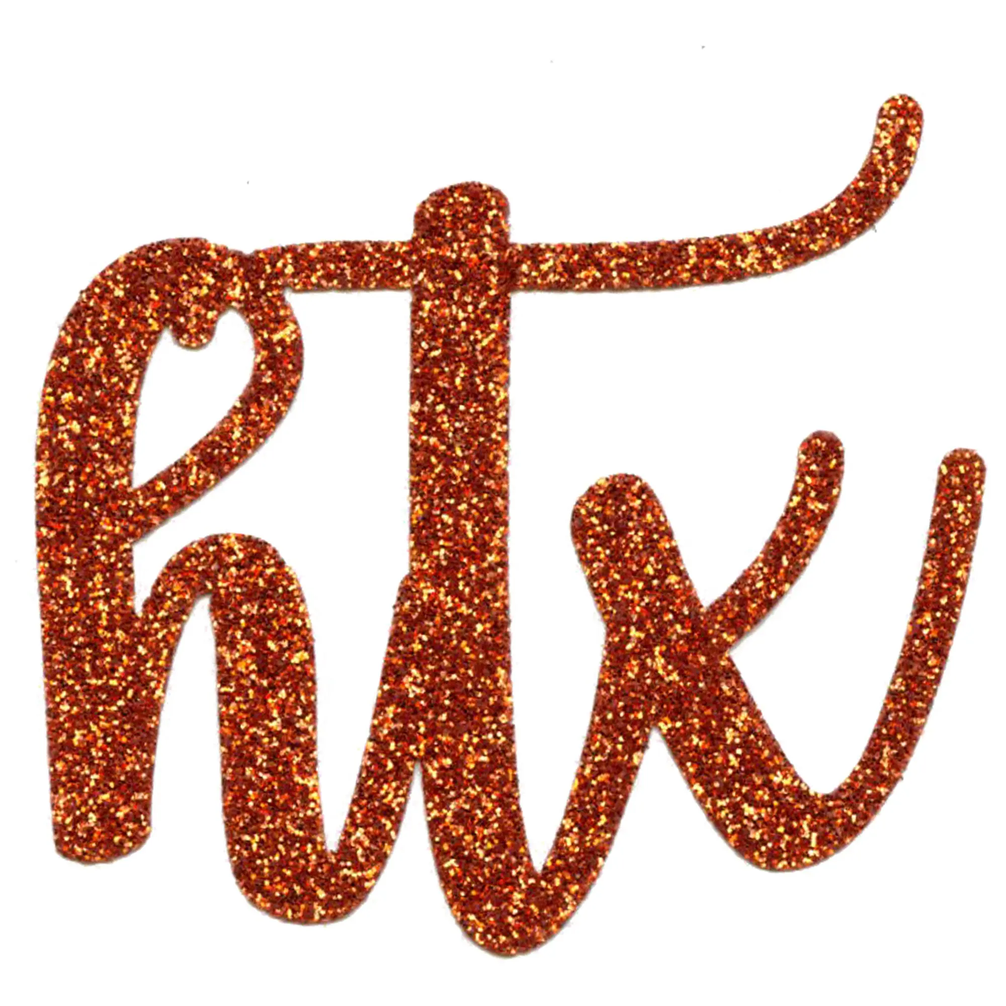 Houston HTX Orange Cursive Vinyl Patch City Letters Texas Glitter Iron On