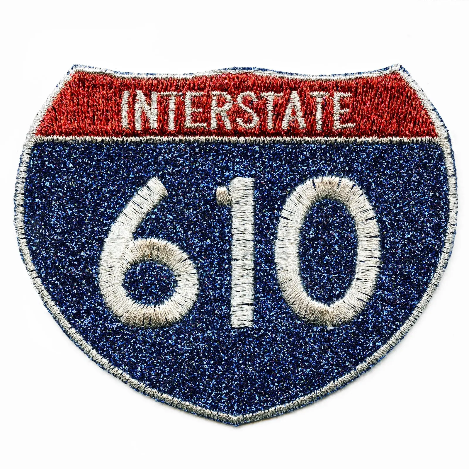 Houston Interstate I-610 Highway Sign Logo Iron On Glitter Sparkle Patch Bling