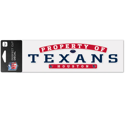 Houston Texans 'Property of'  Logo & Word Mark Perfect Cut Decal 3"T x 10"W