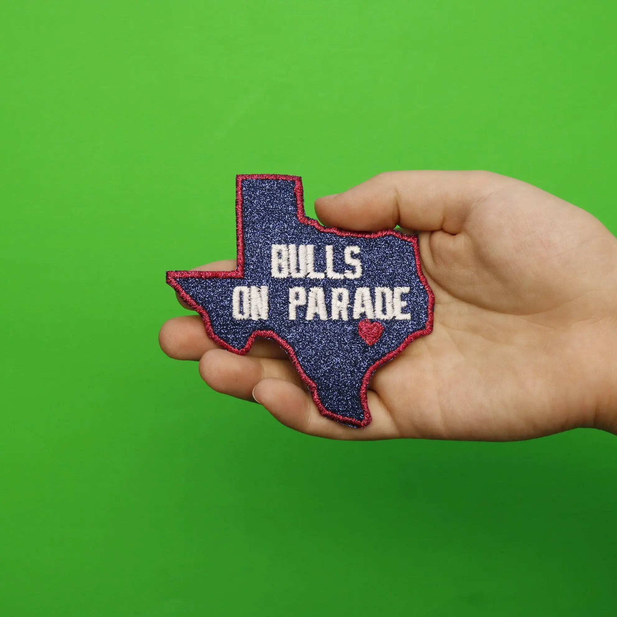 Houston Texas Football State Parody "Bulls On Parade" Embroidered Iron On Glitter Patch - Image 2