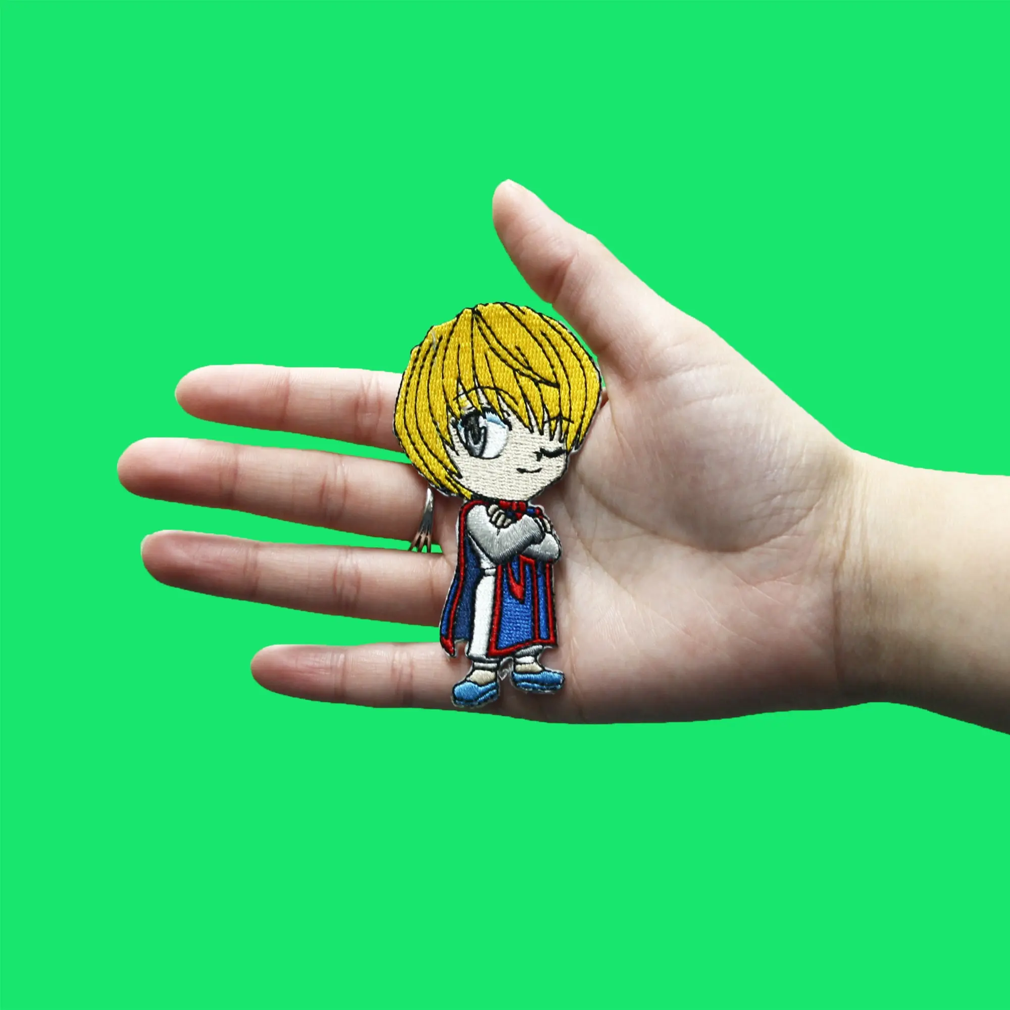 HunterXHunter Kurapika Wink Patch Crossed Arms Pose Embroidered Iron On - Image 2