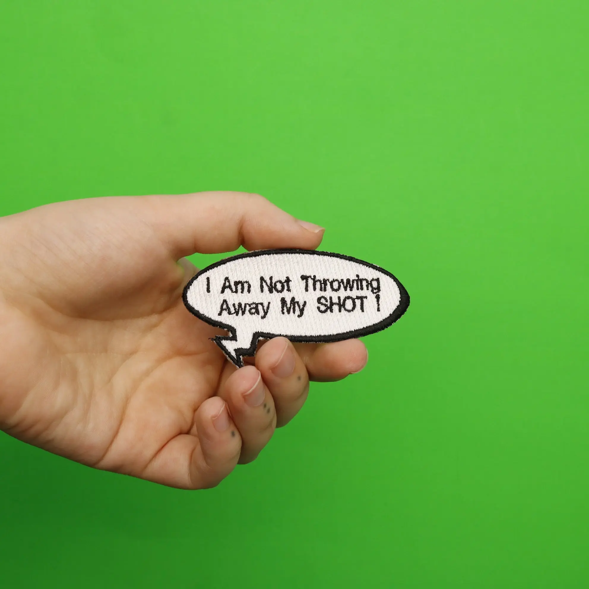 "I Am Not Throwing Away My SHOT!" Word Bubble Embroidered Iron On Patch - Image 2
