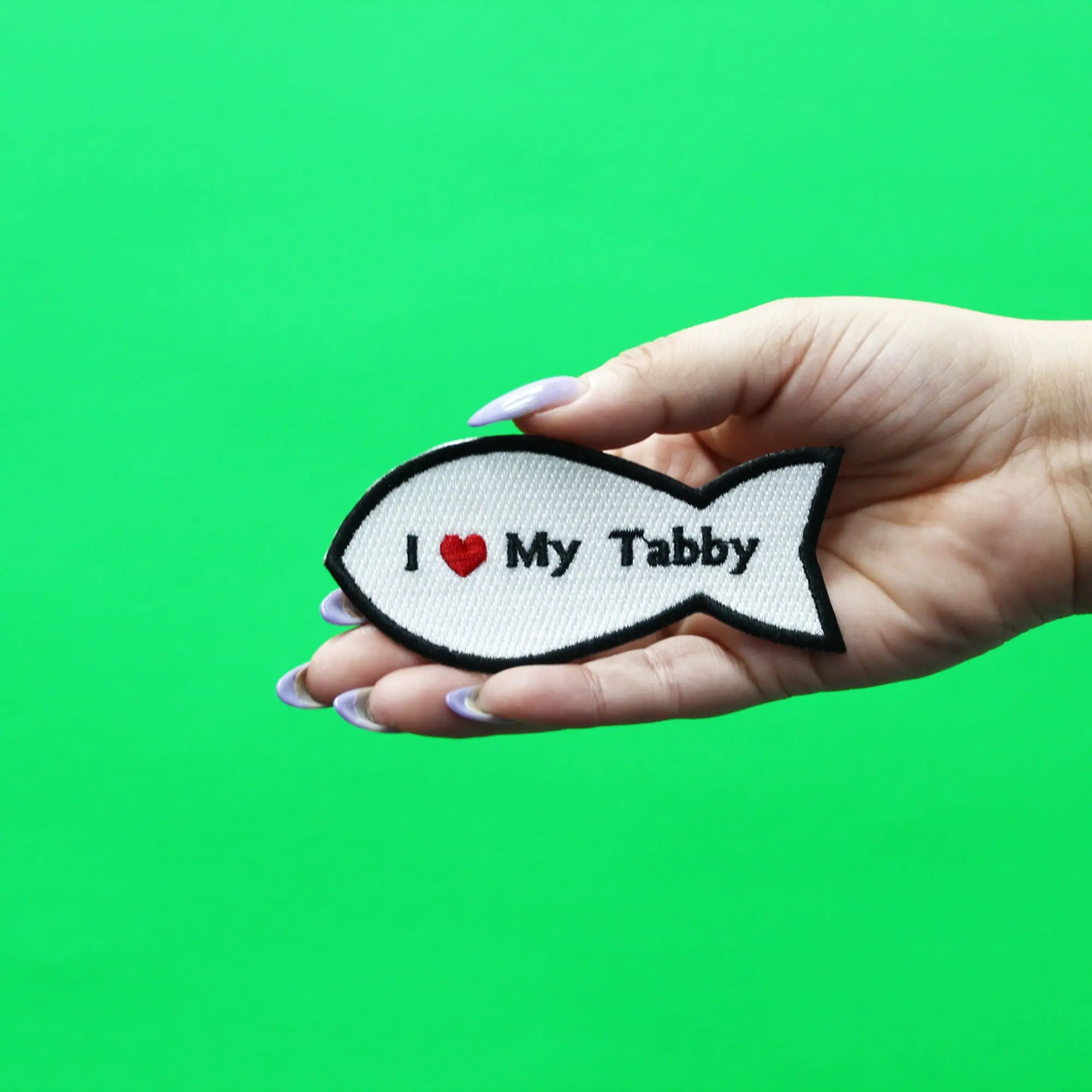 I Heart My Tabby Patch Cat Lover Embroidered Iron On - Image 2