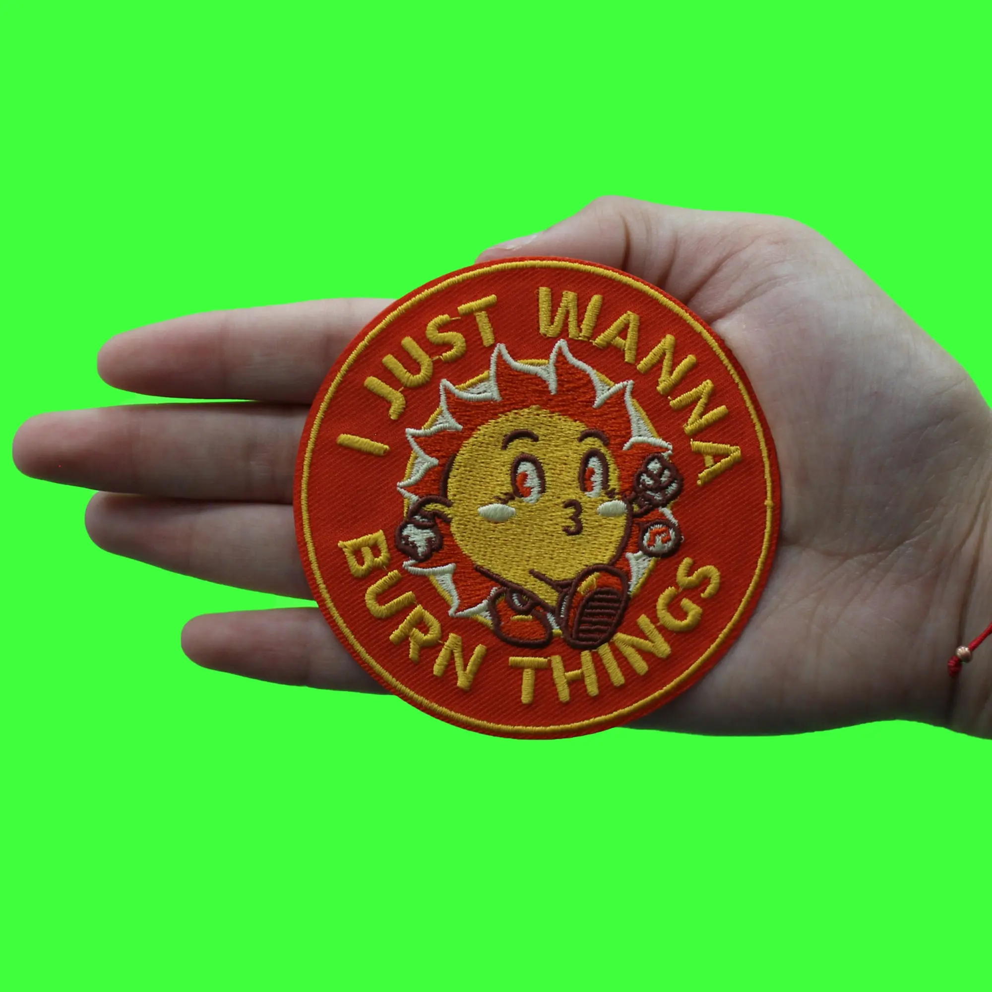 I Just Wanna Burn Things Patch Funny Sun Meme Embroidered Iron On - Image 2