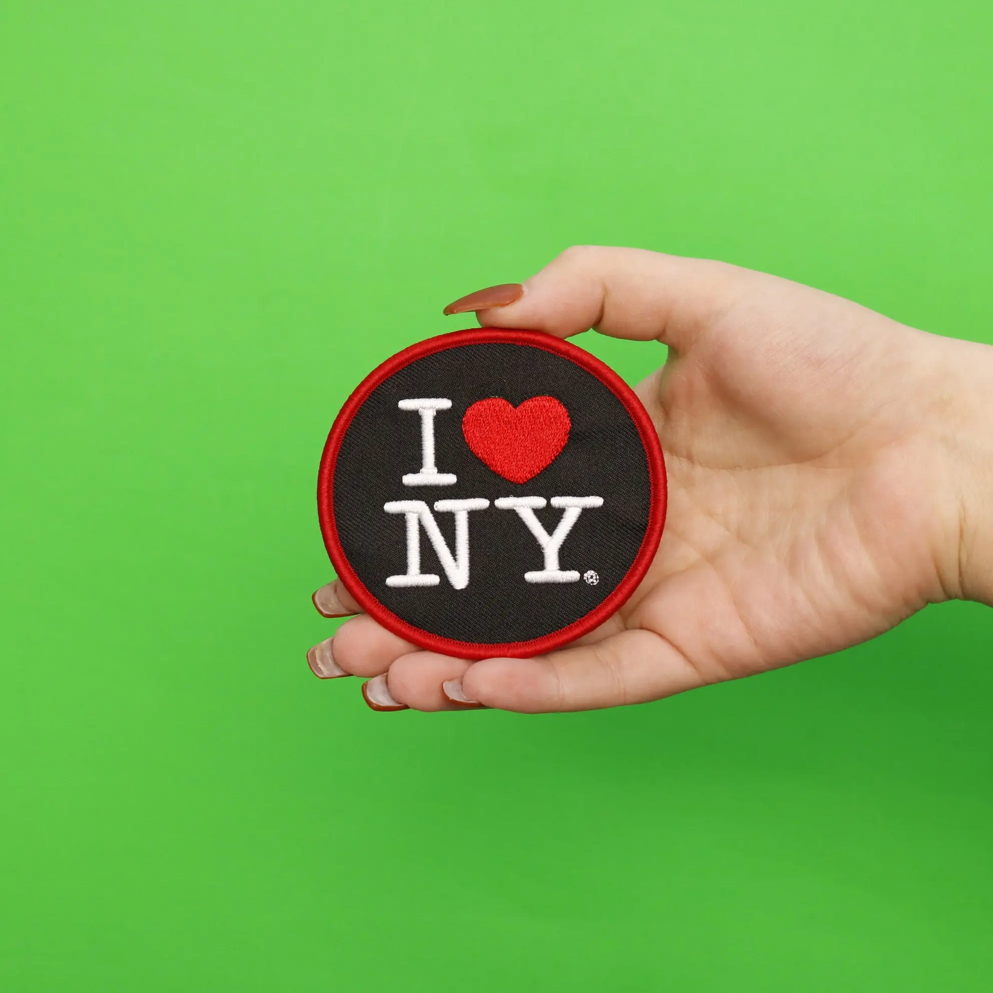 I Love New York Round Iron-On Patch Black/White - Image 3