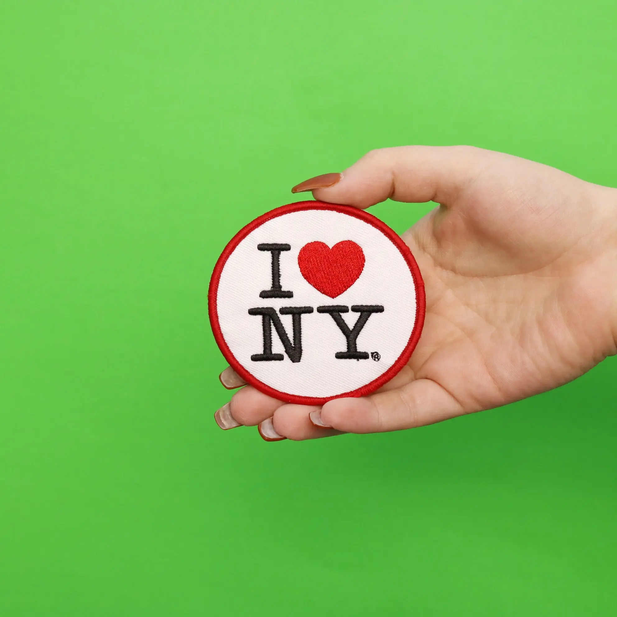 I Love New York Round Iron-On Patch Black/White - Image 4