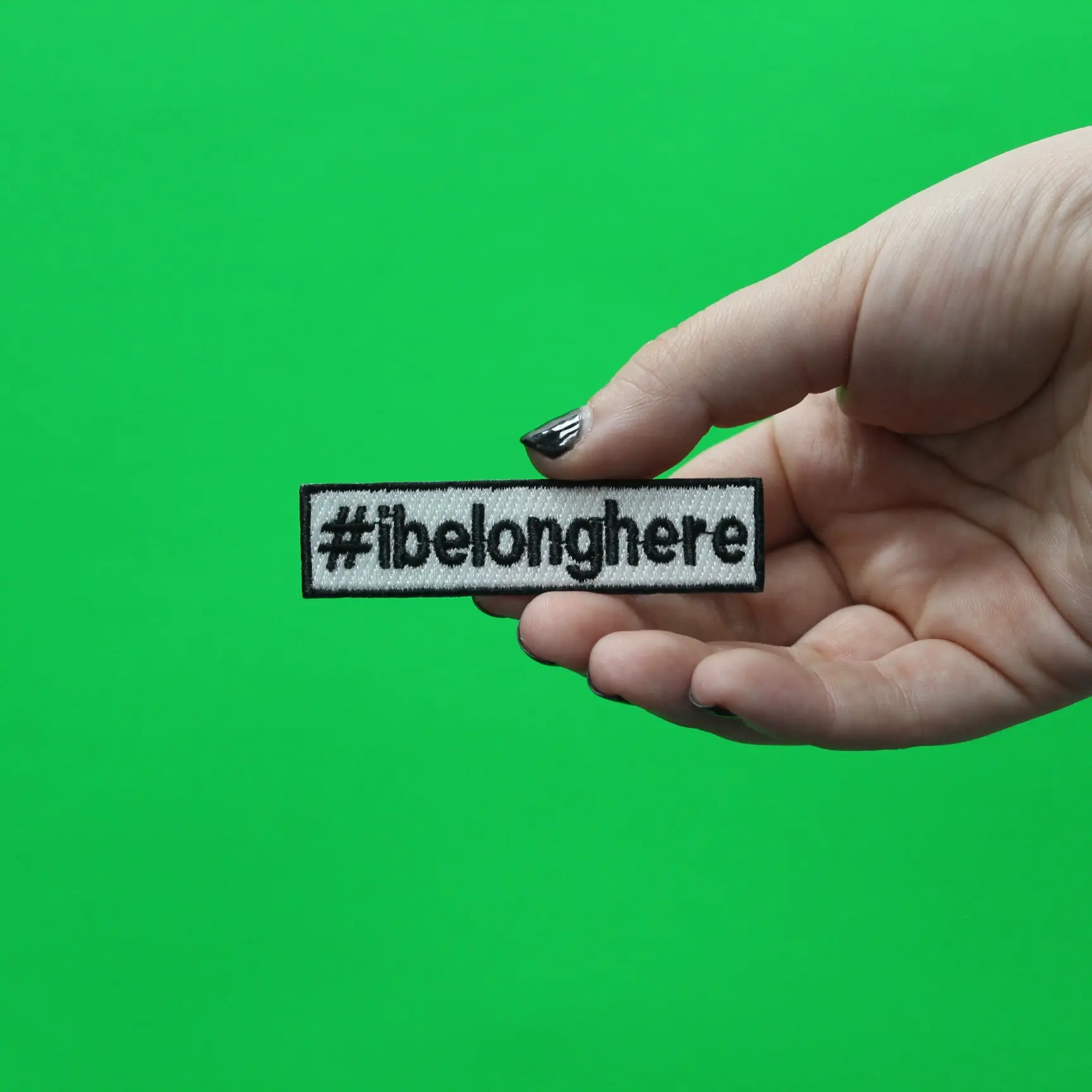 I Belong Here Hashtag Movement Box Logo Embroidered Iron On Patch - Image 2
