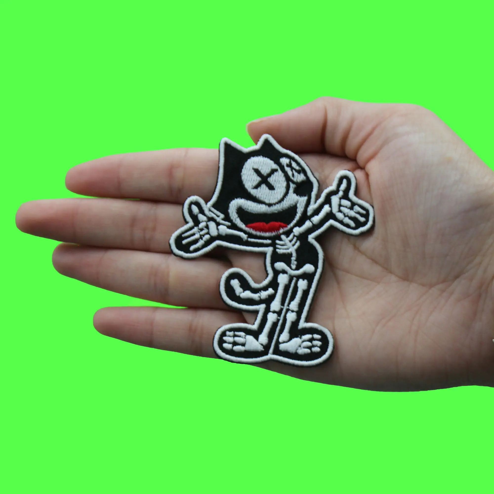 Iconic Kids Cartoon Patch X-ray Smiling Black Cat Embroidered Iron On - Image 2