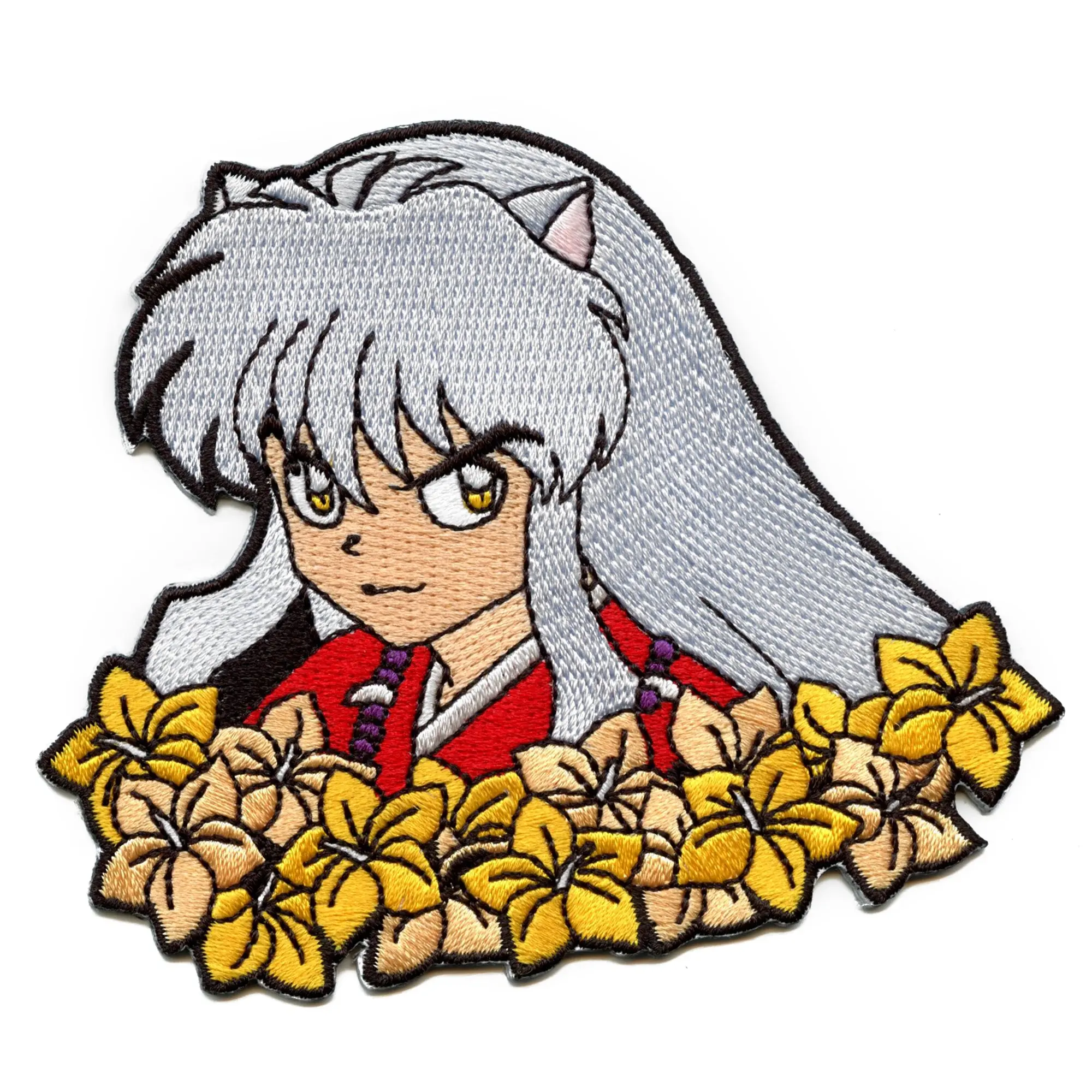 Inuyasha Demon Form Patch Yellow Flowers Headshot Embroidered Iron On