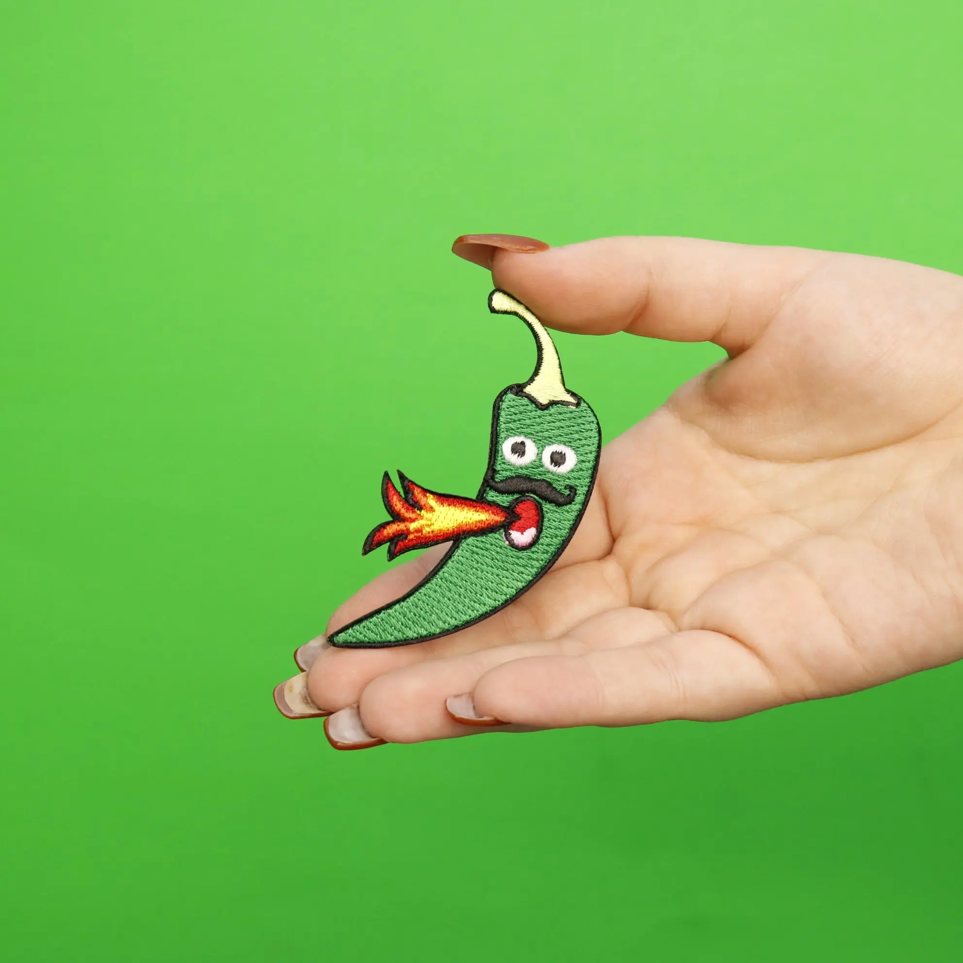 Jalapeno Spitting Fire Embroidered Funny Culture Food Iron On Patch - Image 2