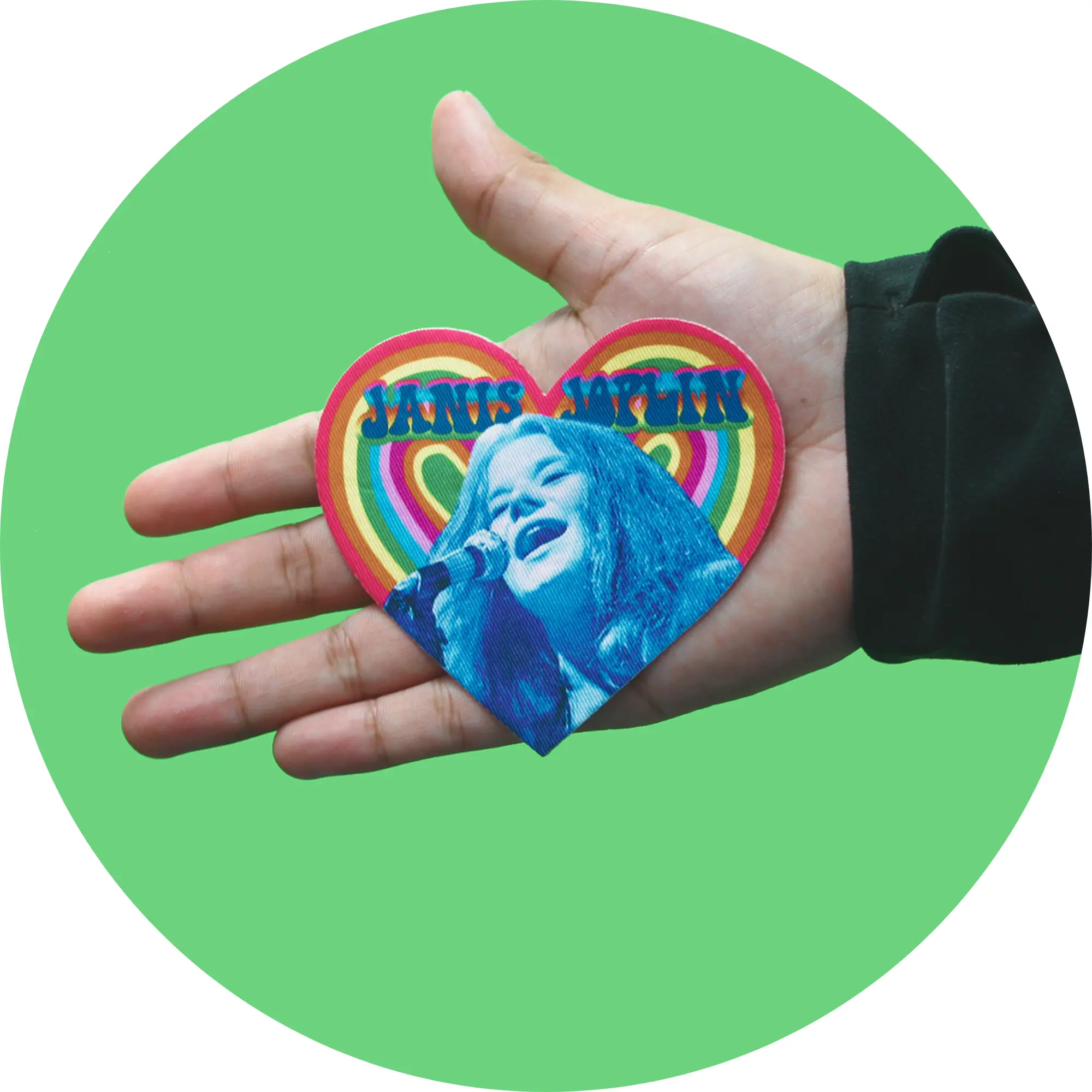 Janis Joplin Rainbow Heart Patch Legend Rock Artist Sublimated Iron On - Image 2