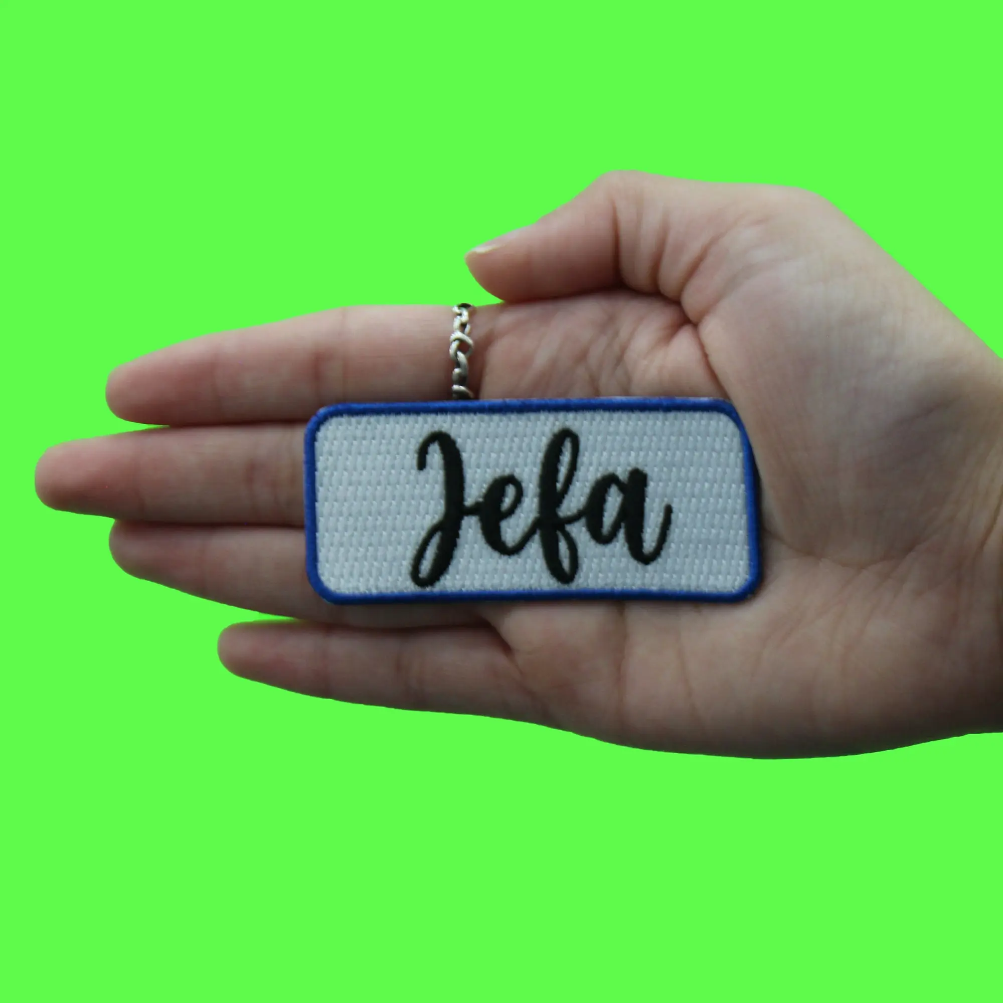 Jefa Blue Tag Patch Mexican Mom Boss Embroidered Iron On - Image 2