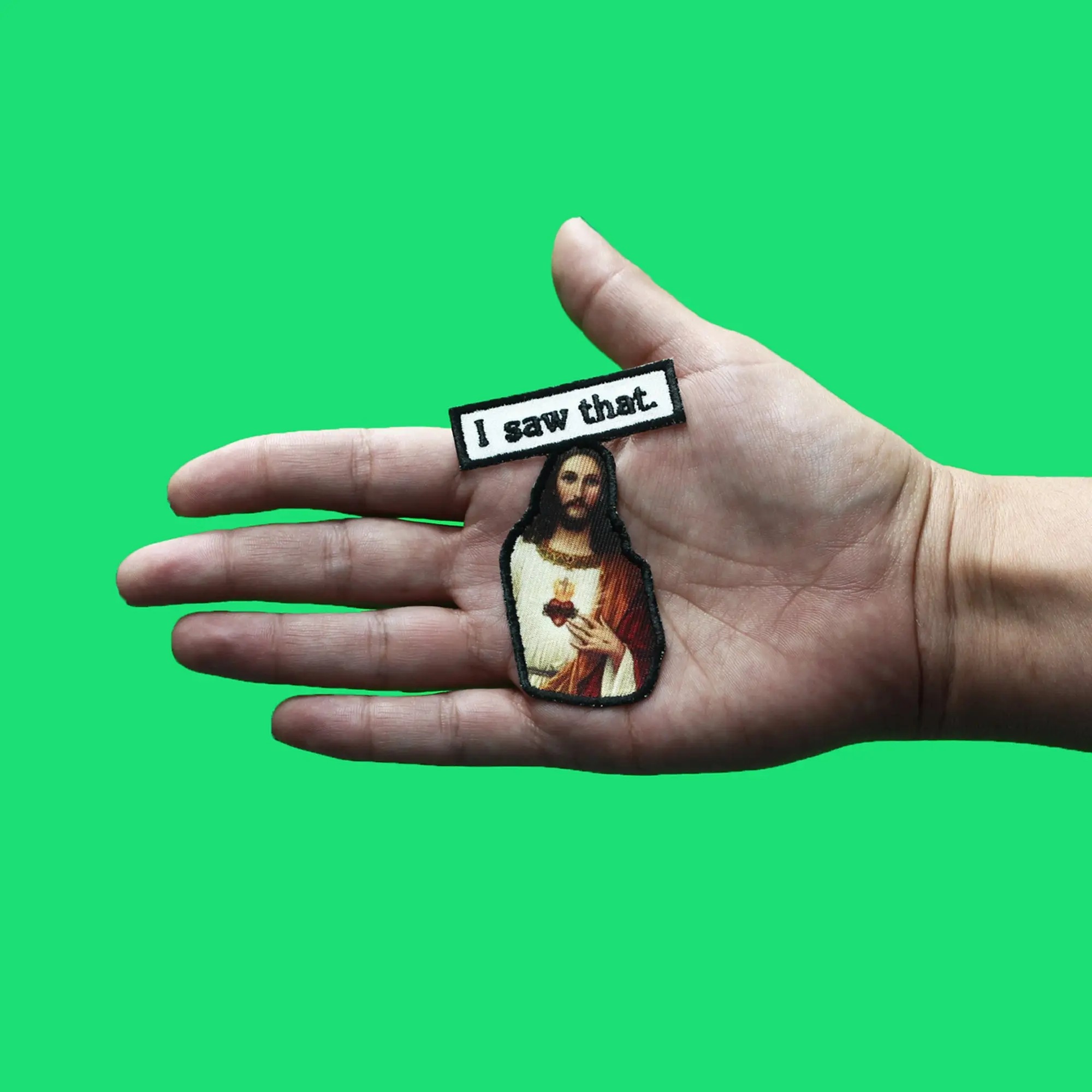 Jesus Is Always Watching Patch Funny Always Watching Embroidered Iron On - Image 2