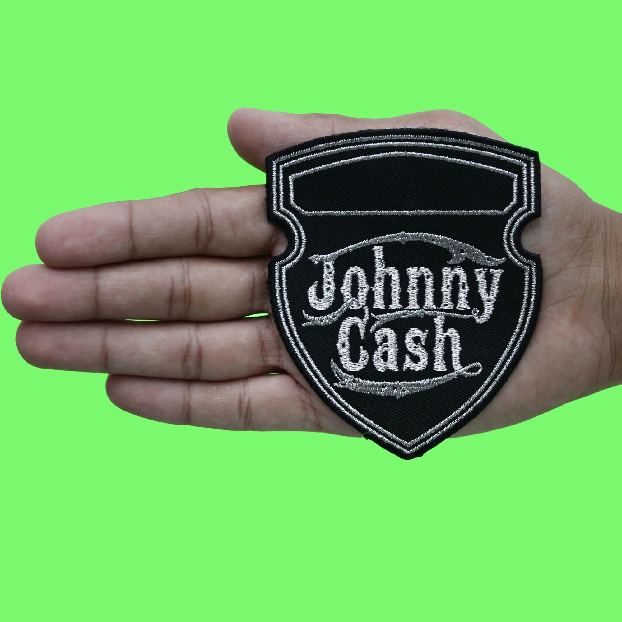 Johnny Cash Musician Patch Metallic Shield Logo Embroidered Iron On - Image 2