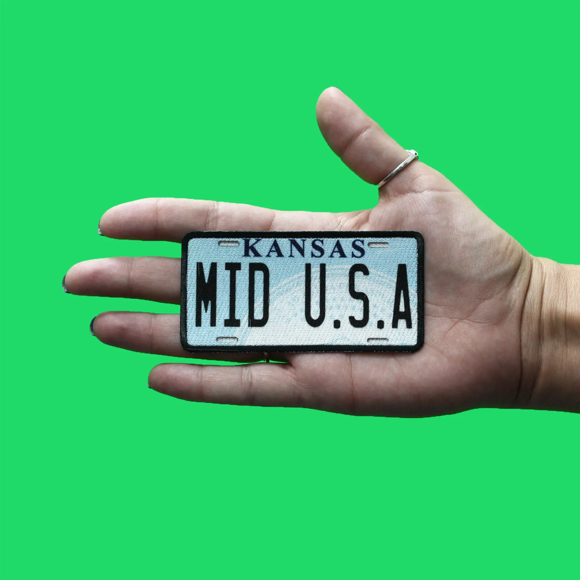 Kansas Mid USA License Plate Patch Sunflower State Travel Sublimated Iron On - Image 2