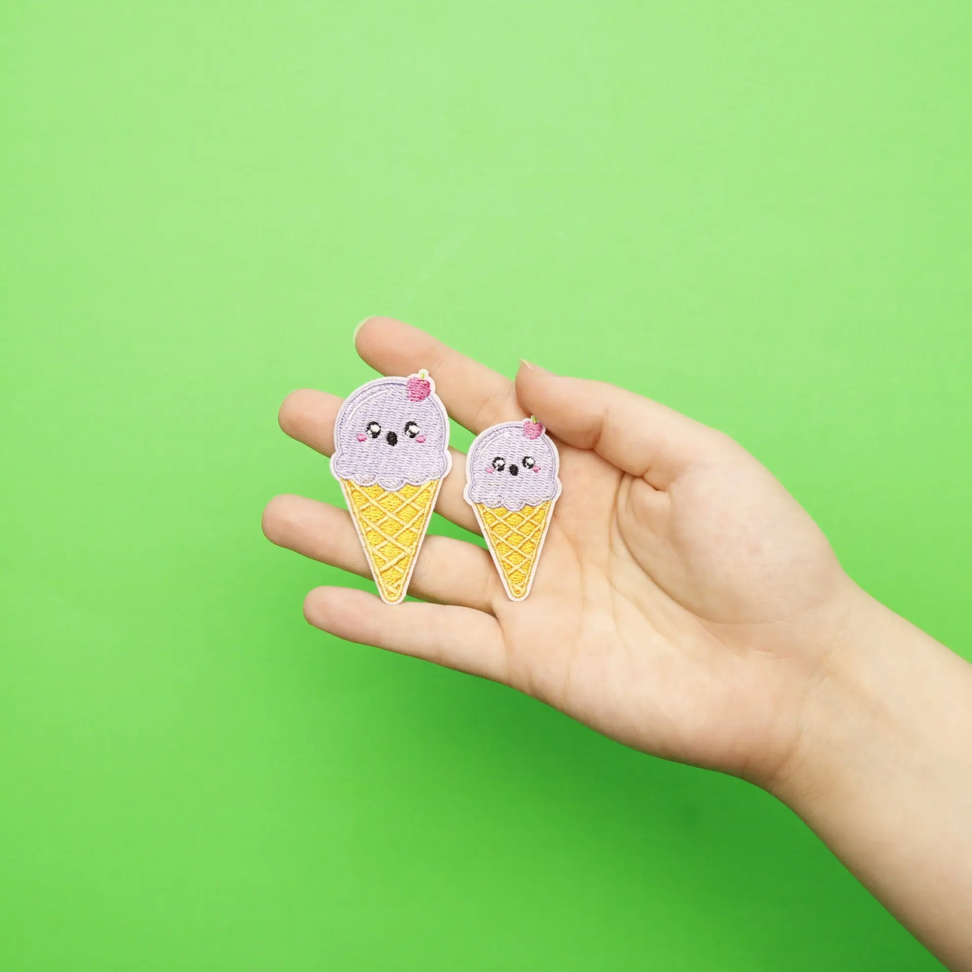 Kawaii Ice Cream Embroidered Iron On Patch (2pc) - Image 2