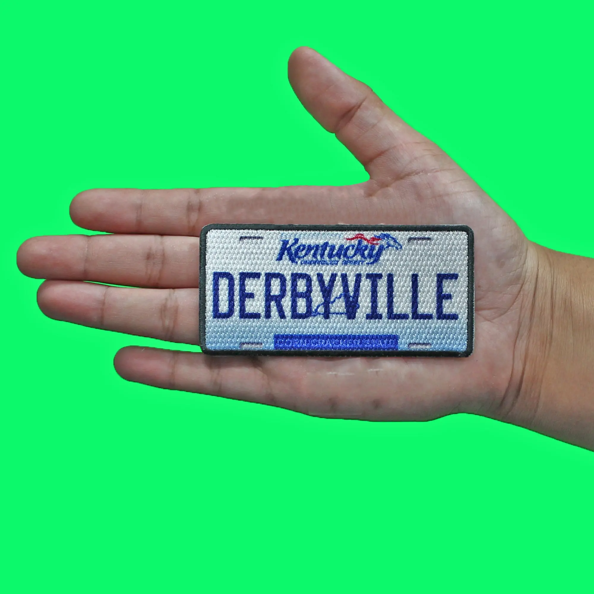 Kentucky State License Plate Patch Derbyville Horse Corn Sublimated Iron On - Image 2