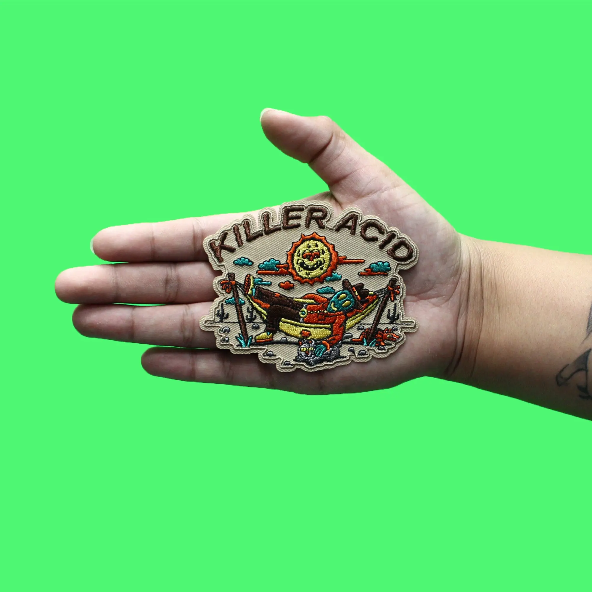 Killer Acid Alien Cowboy Patch Psychedelic Happy Stoner Embroidered Iron On - Image 2