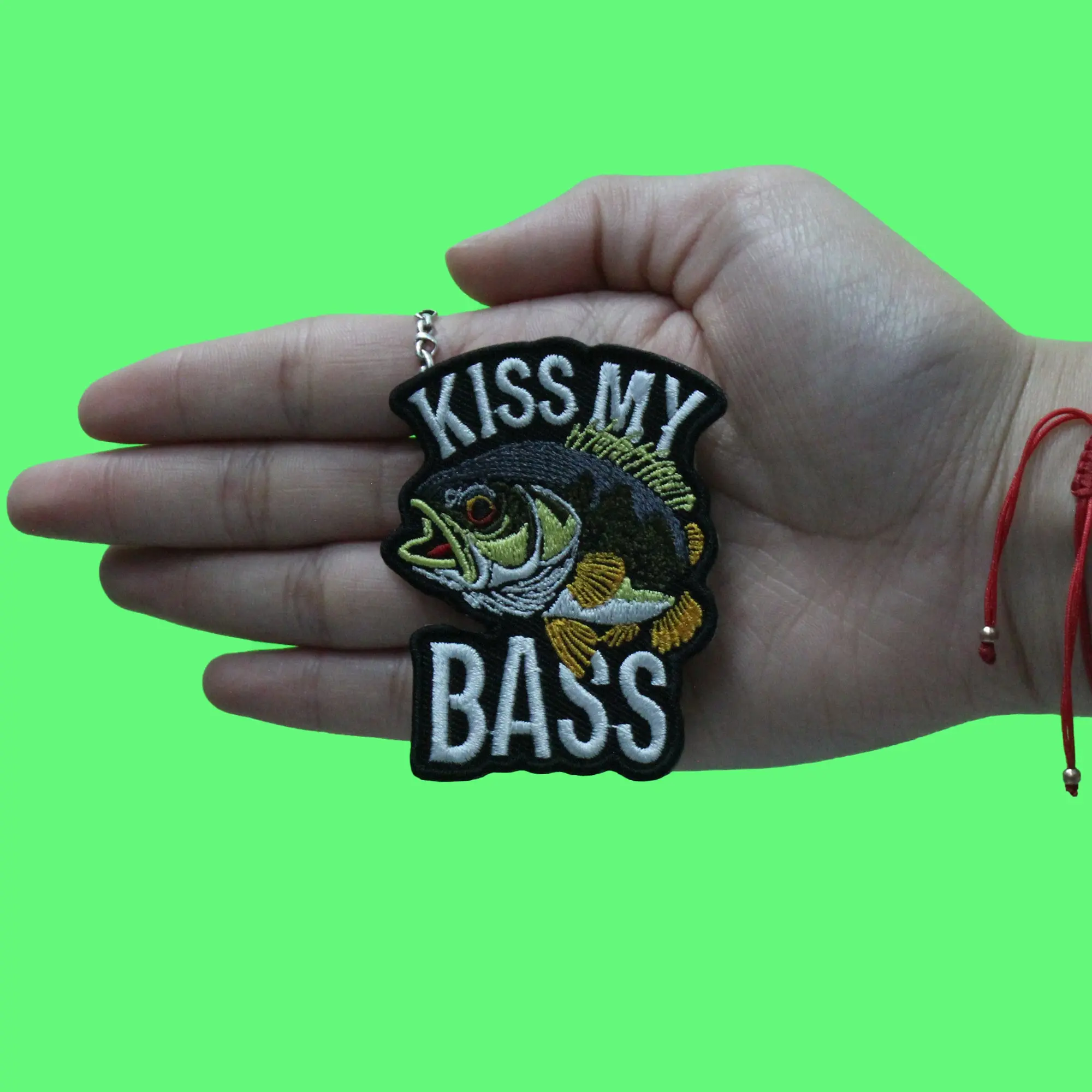 Kiss My Bass Patch Funny Fishing Meme Embroidered Iron On - Image 2