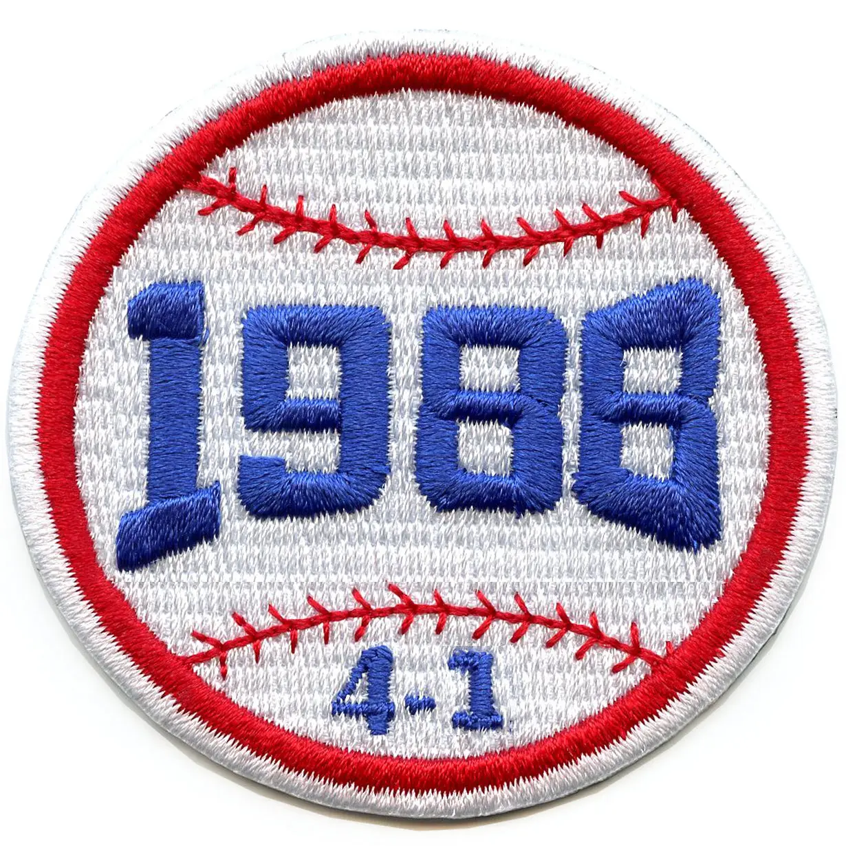 LA 1988 Baseball Patch Series Score 4-1 Embroidered Iron-On
