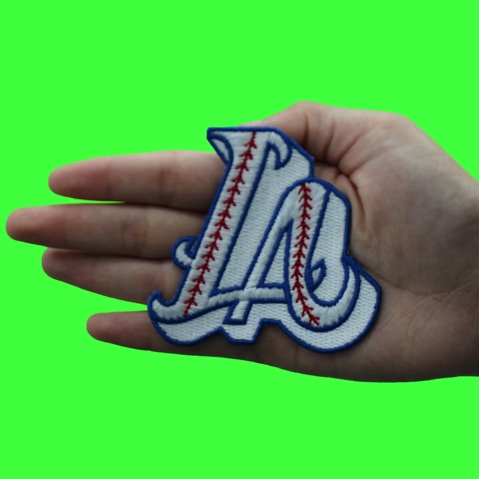 LA Baseball Script Patch Los Angeles Baseball Fan Embroidered Iron On - Image 2