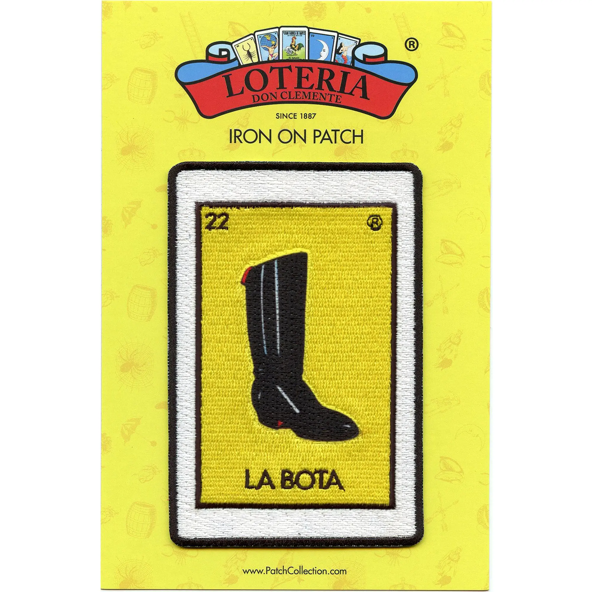 La Bota 22 Patch Boot Mexican Loteria Card Sublimated Embroidery Iron On