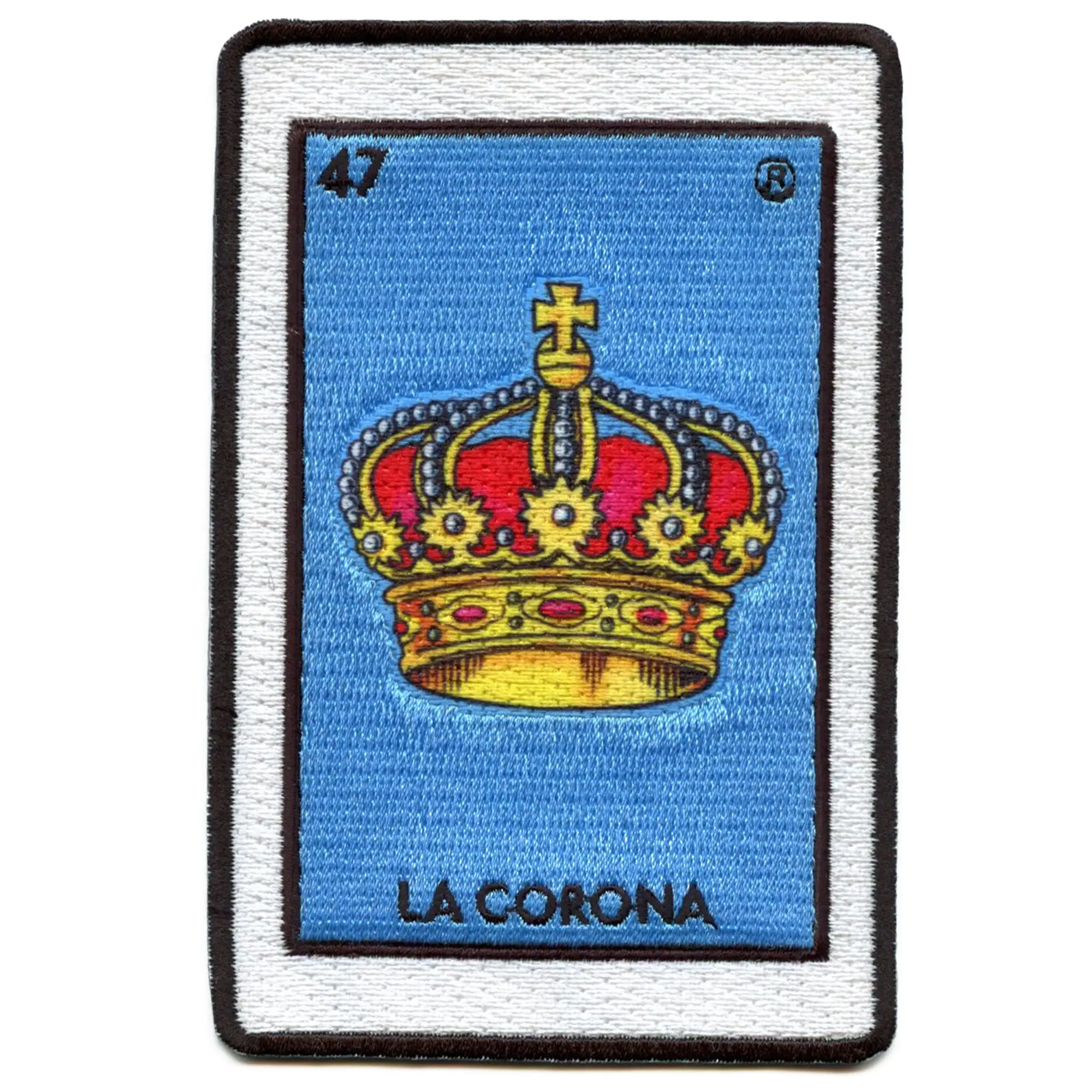 La Corona 47 Patch Crown Mexican Loteria Card Sublimated Embroidery Iron On - Image 2