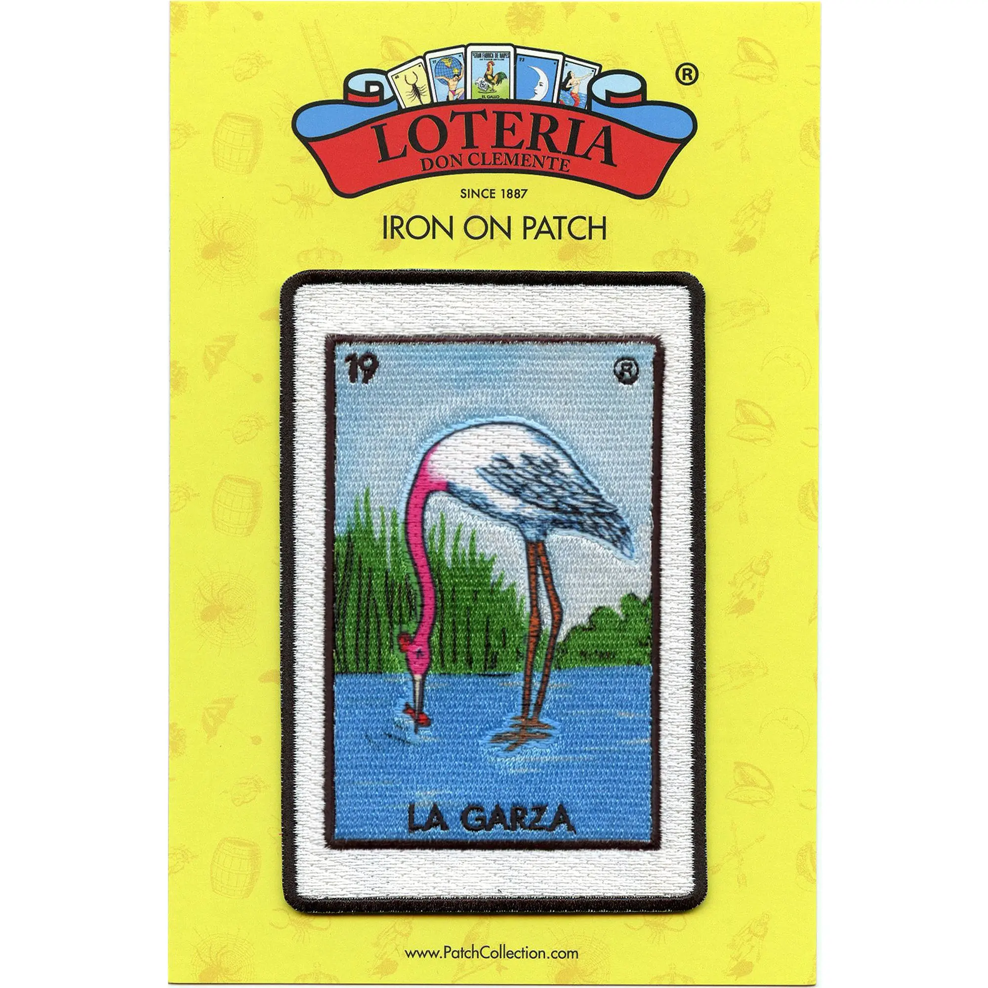 La Garza 19 Patch Heron Mexican Loteria Card Sublimated Embroidery Iron On