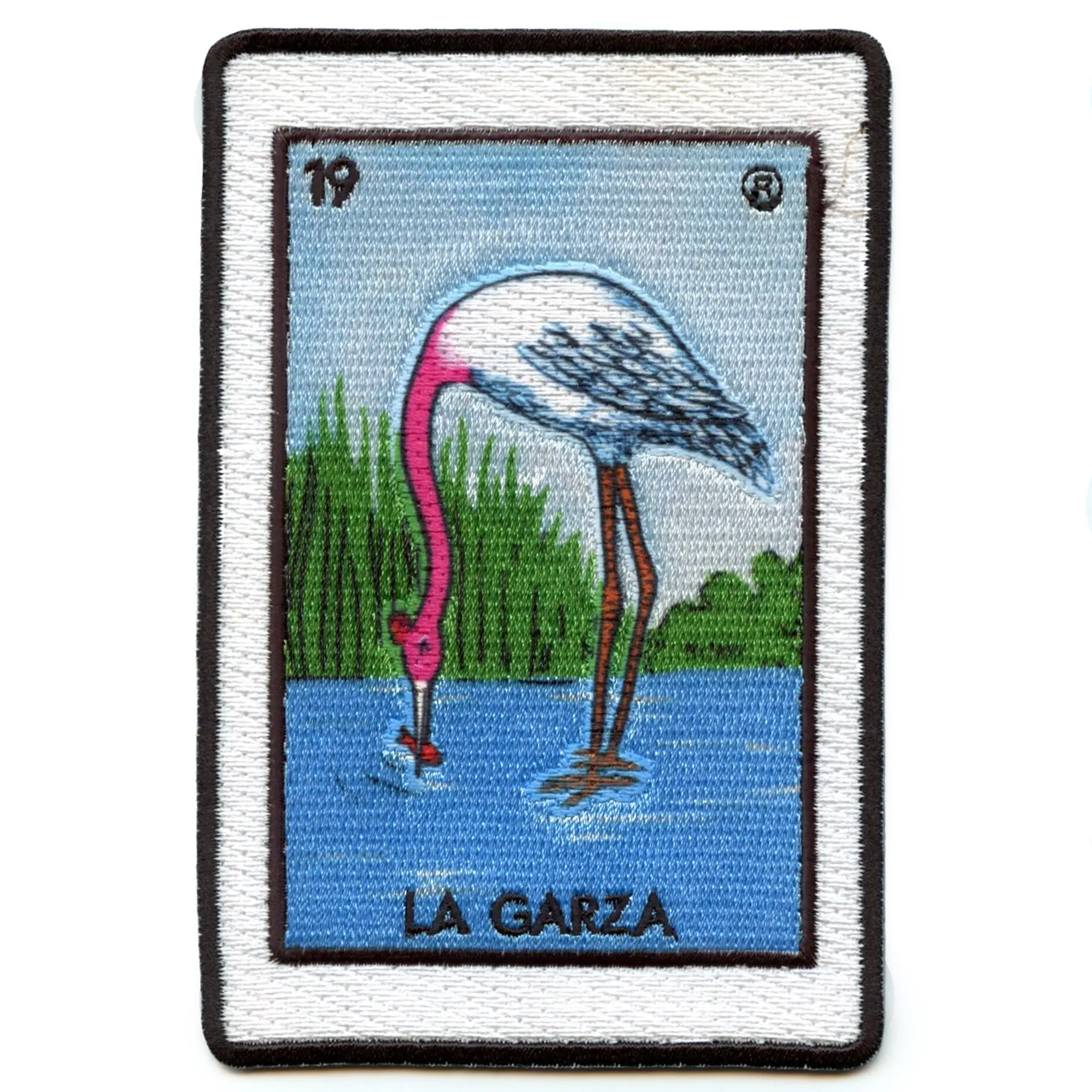 La Garza 19 Patch Heron Mexican Loteria Card Sublimated Embroidery Iron On - Image 2
