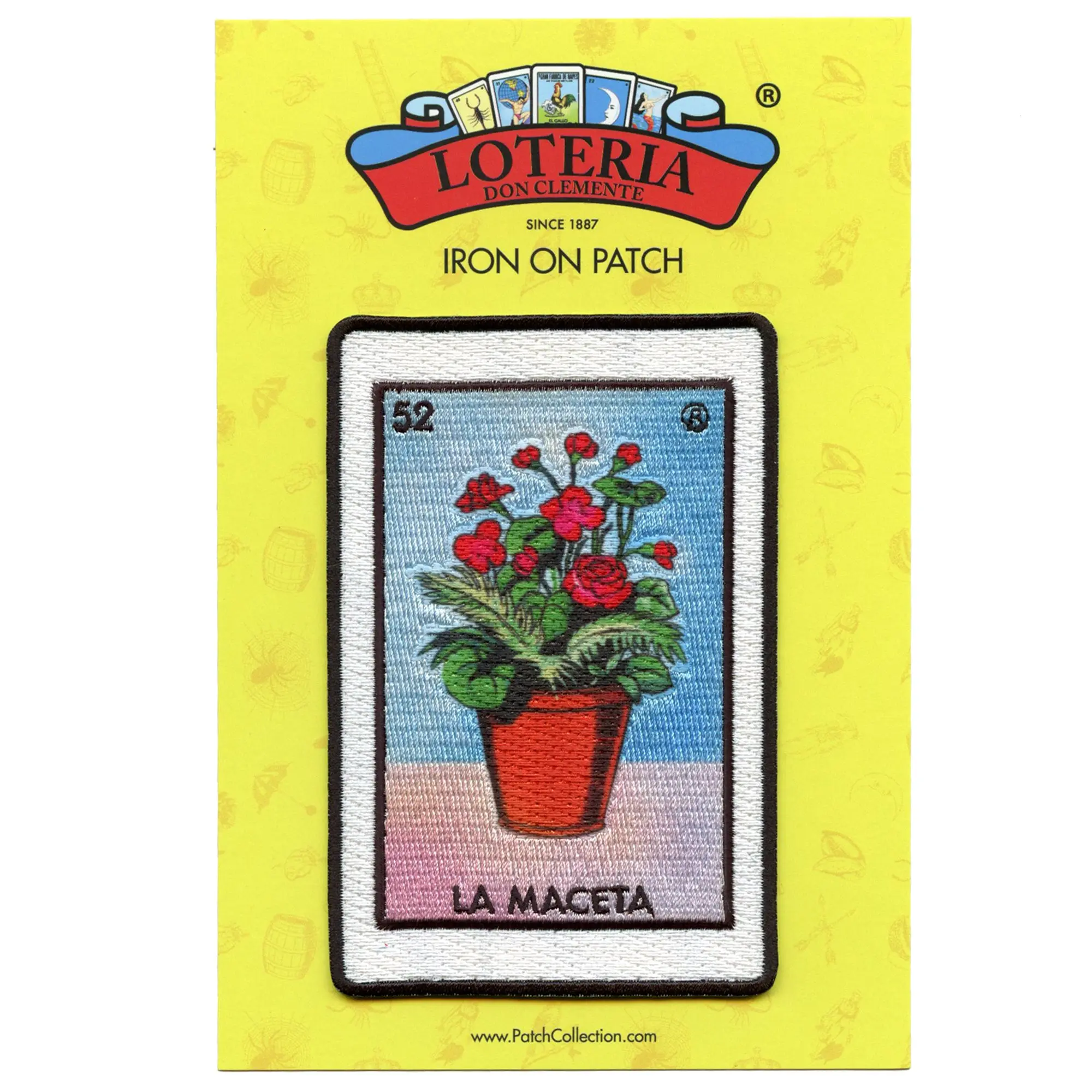 La Maceta 52 Patch Pot Mexican Loteria Card Sublimated Embroidery Iron On