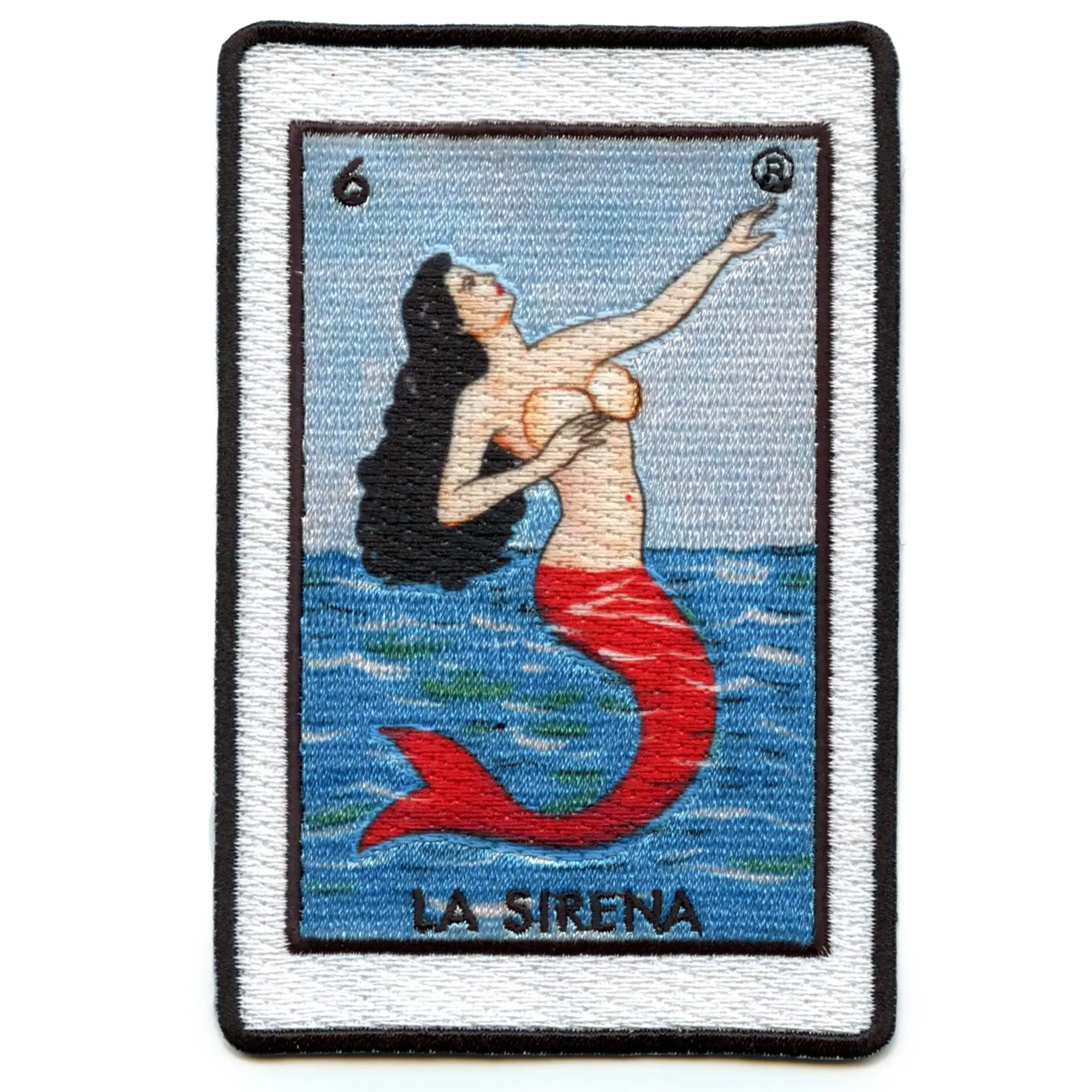 La Sirena 6 Patch Mexican Loteria Card Sublimated Embroidery Iron On - Image 2