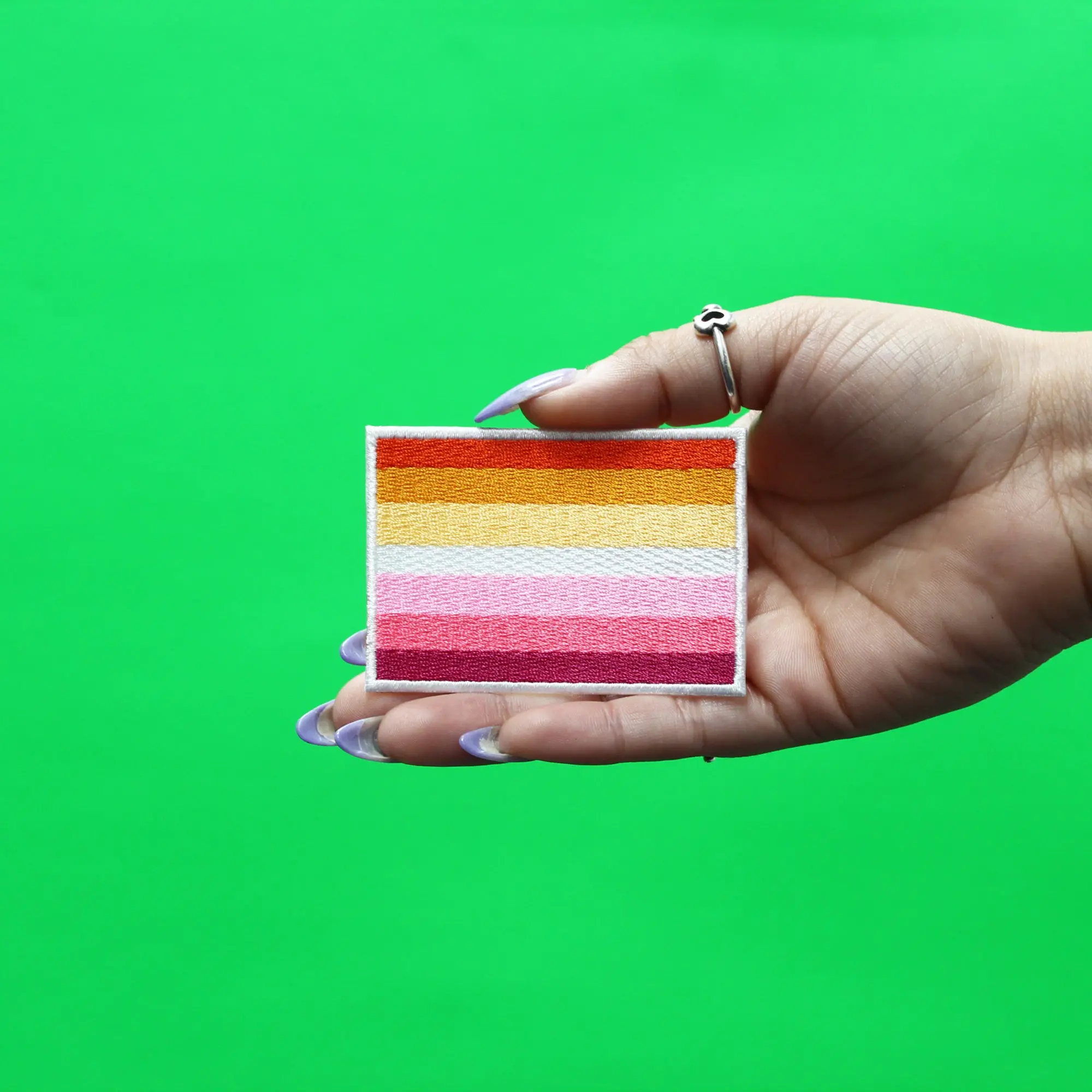 Lesbian Pride Flag Patch LGBTQ+ Embroidered Iron On - Image 2