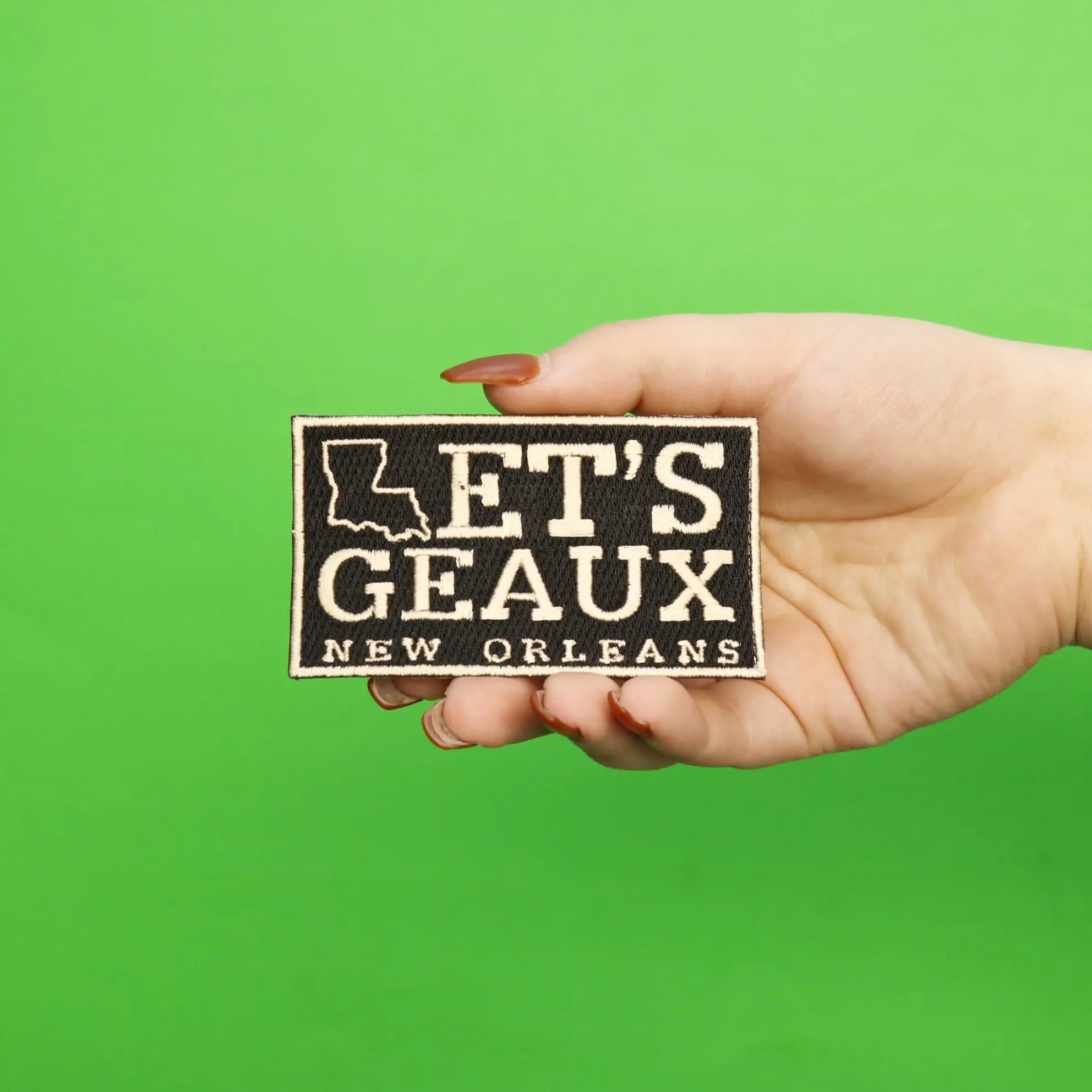 Lets Geaux New Orleans Embroidered Iron On Patch - Image 2