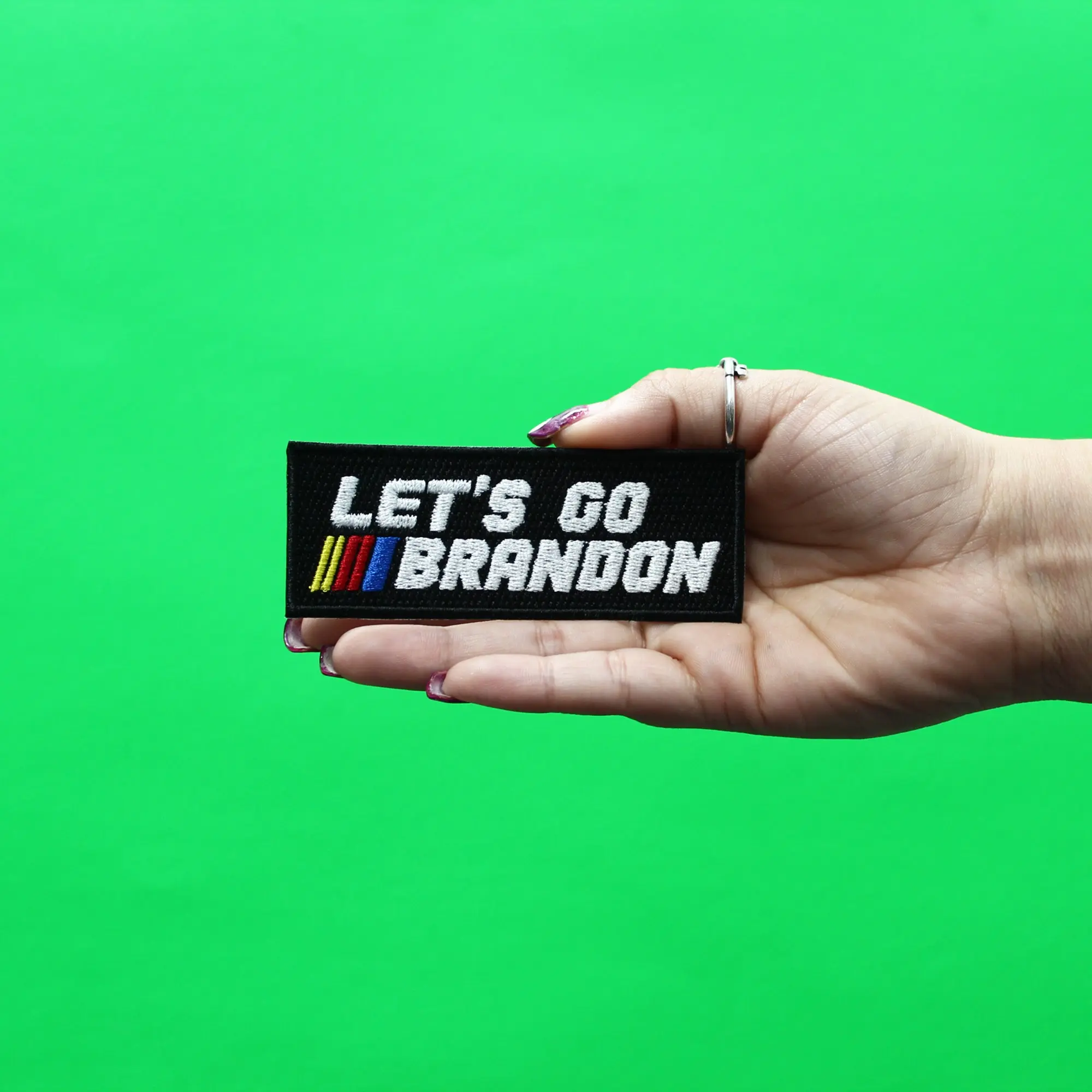 Let's Go Brandon Patch Race Car Parody Embroidered Iron On - Image 2