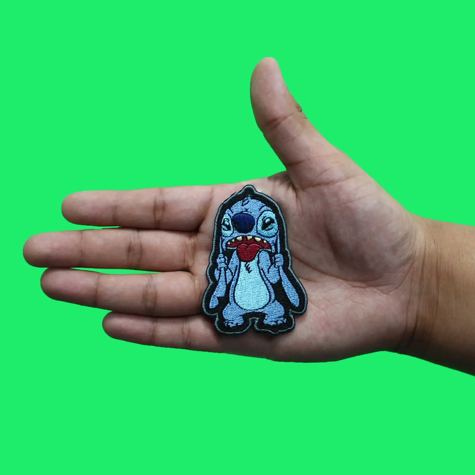 Lilo And Stitch Tongue Out Patch Blue Alien Experiment Embroidered Iron On - Image 2