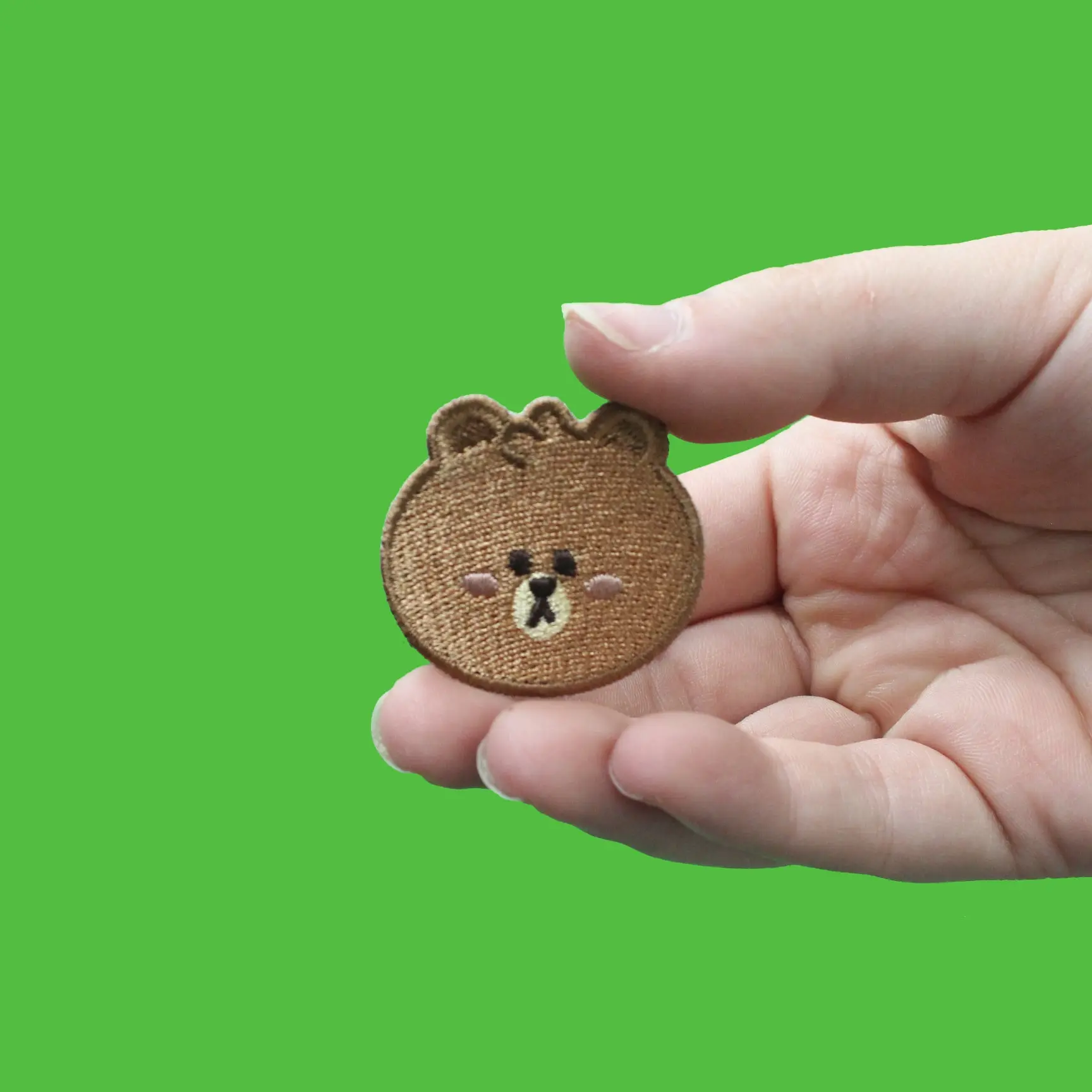 Line Friends Bear Brown Head Embroidered Iron On Patch - Image 2