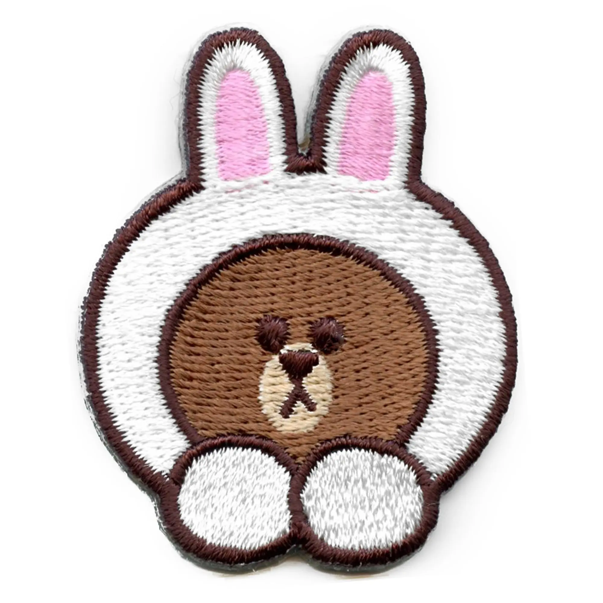 Line Friends Bear Brown Patch Bunny Hat Embroidered Iron On