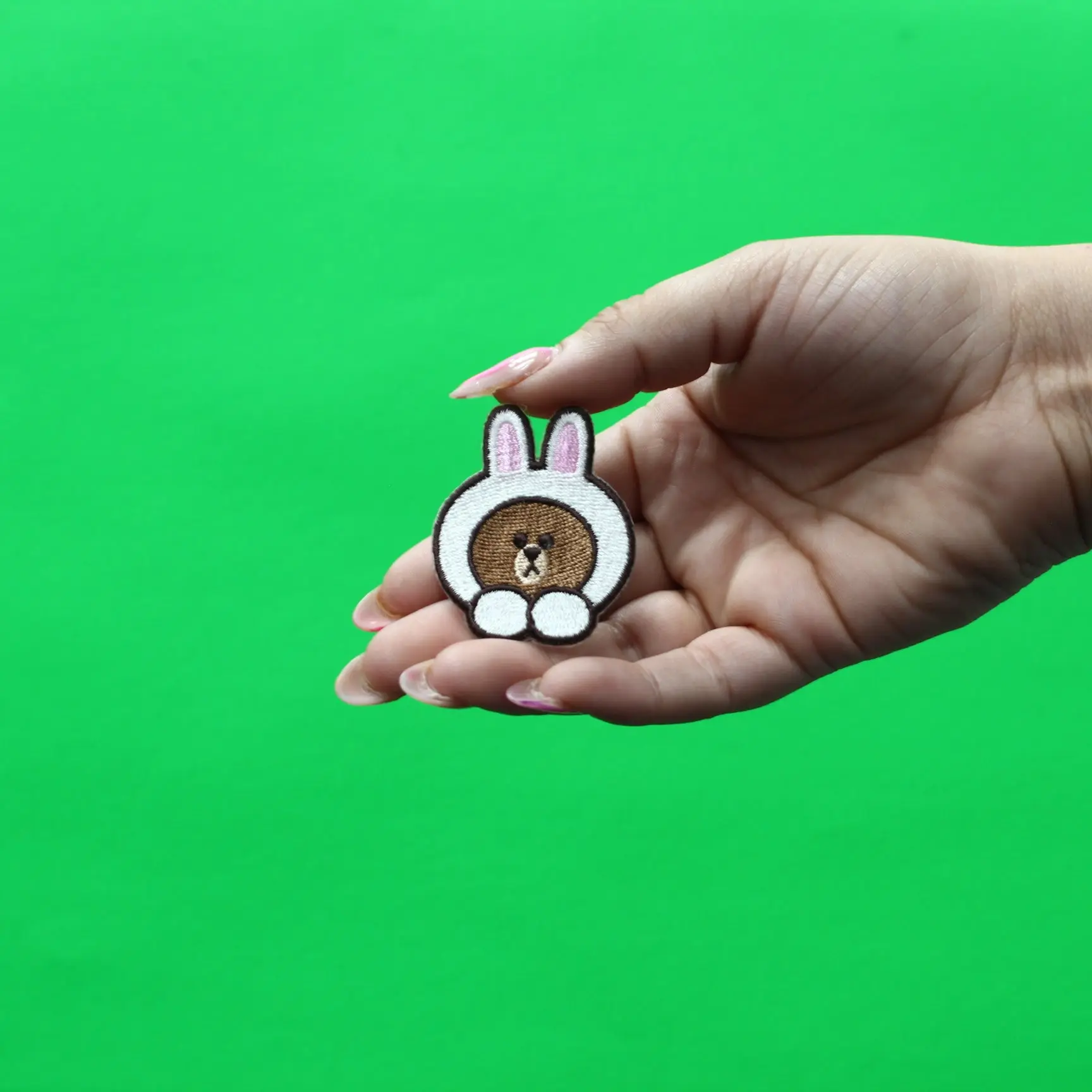 Line Friends Bear Brown Patch Bunny Hat Embroidered Iron On - Image 2