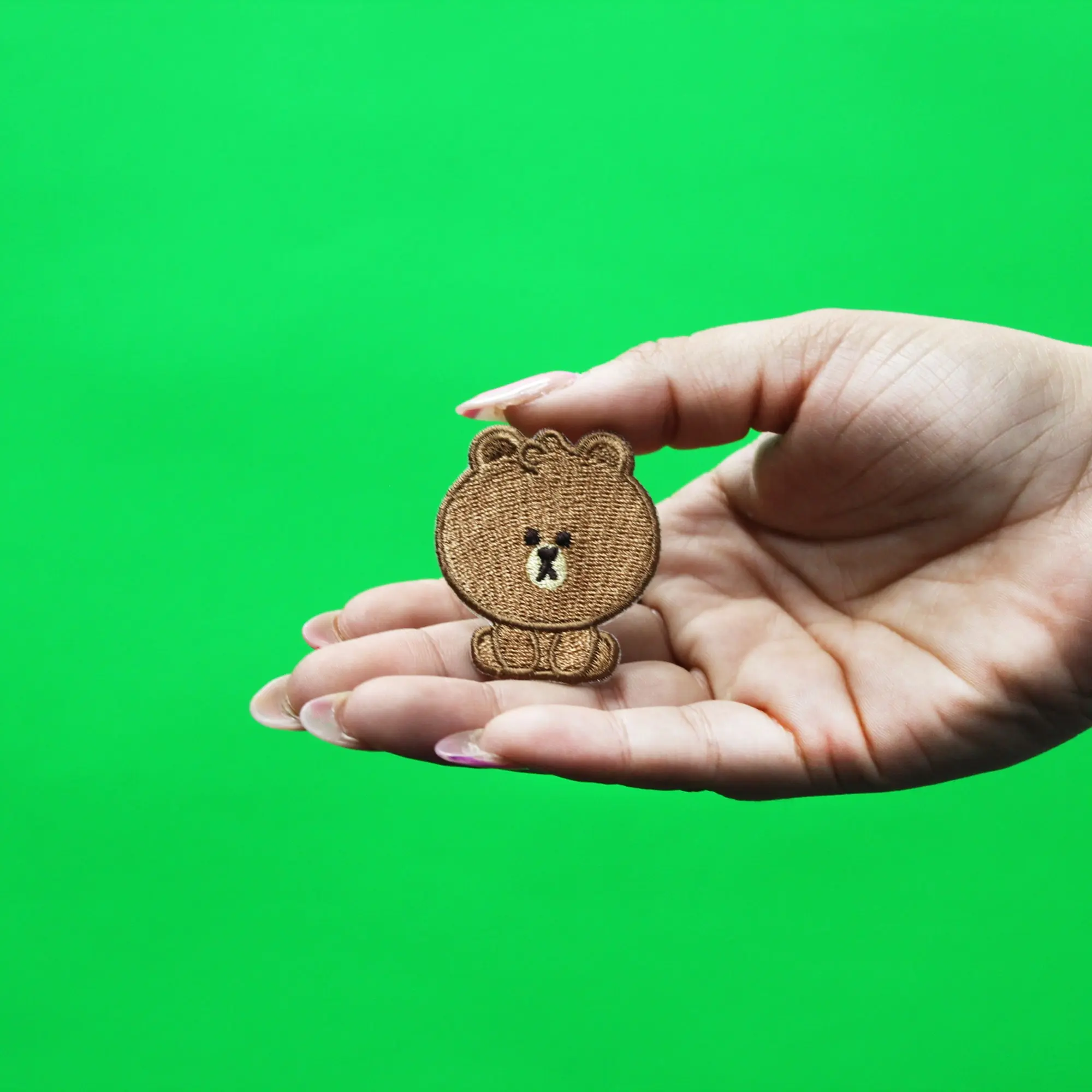 Line Friends Brown Mini Brown Patch Full Body Sitting Embroidered Iron On - Image 2