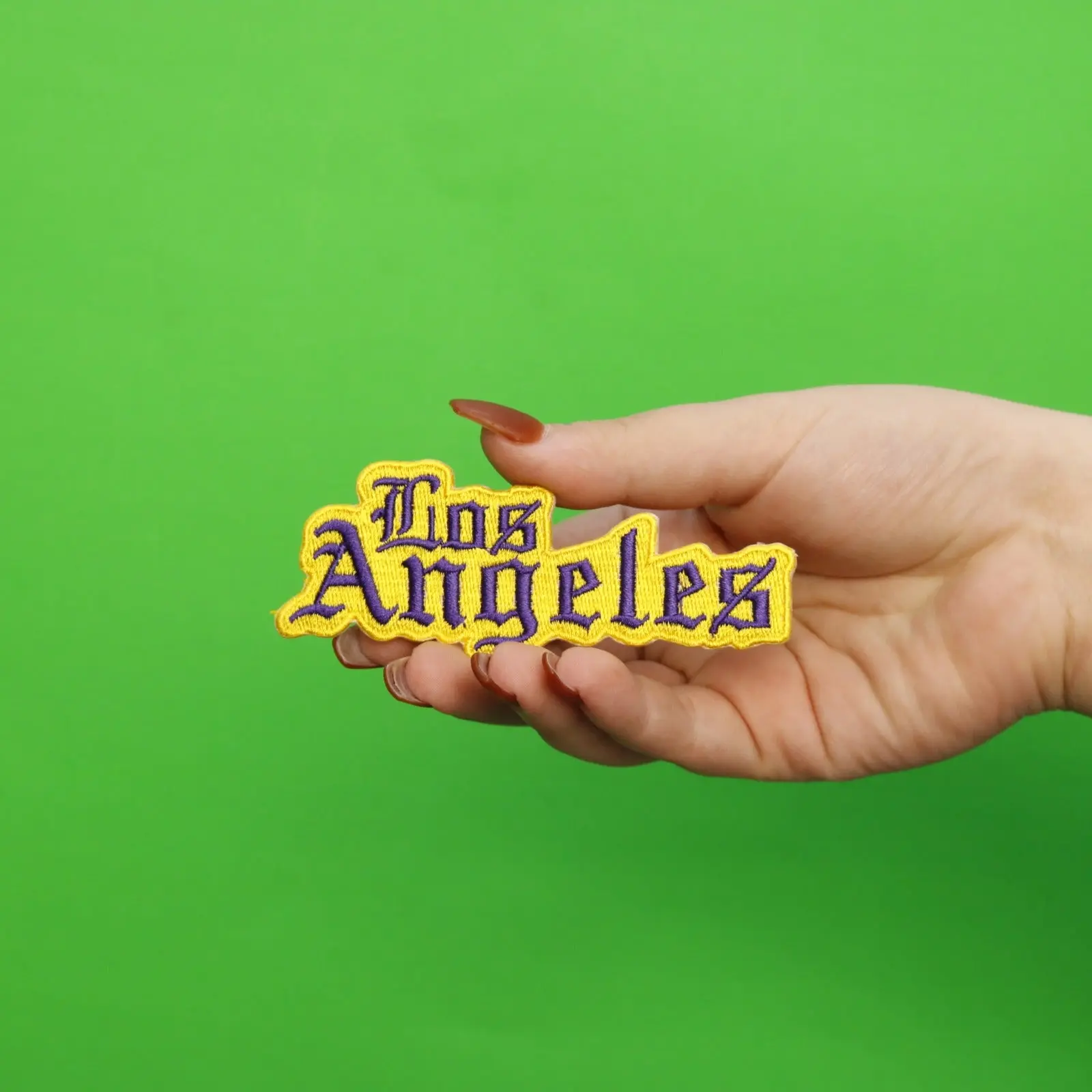 Los Angeles Old English Basketball Parody Embroidered Iron On Patch (Yellow) - Image 2