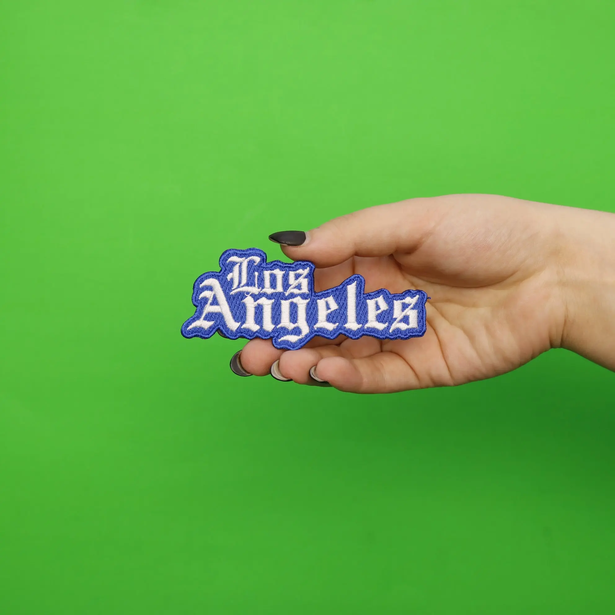 Los Angeles Sports Script Embroidered Iron On Patch (Blue) - Image 2