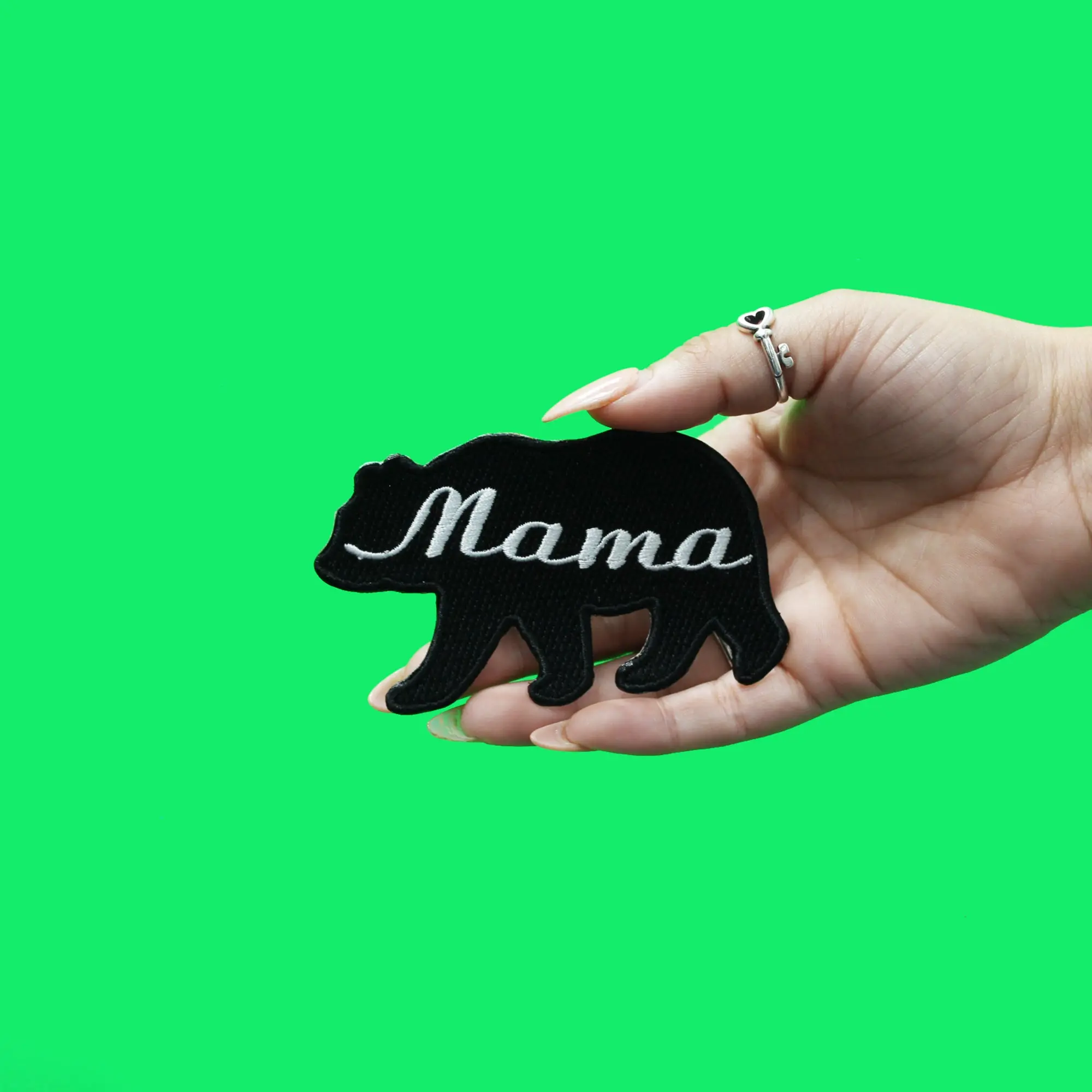 Mama Bear Patch Family Silhouette Embroidered Iron On - Image 2
