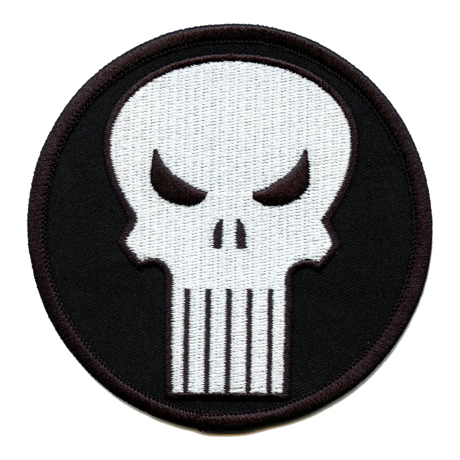 Marvel Comics Punisher Skull Round Embroidered Iron On Patch