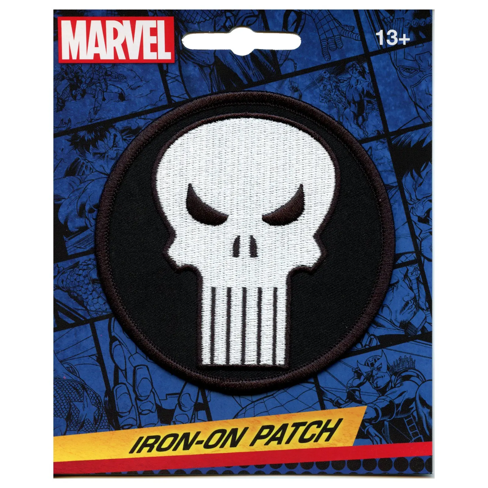 Marvel Comics Punisher Skull Round Embroidered Iron On Patch - Image 2