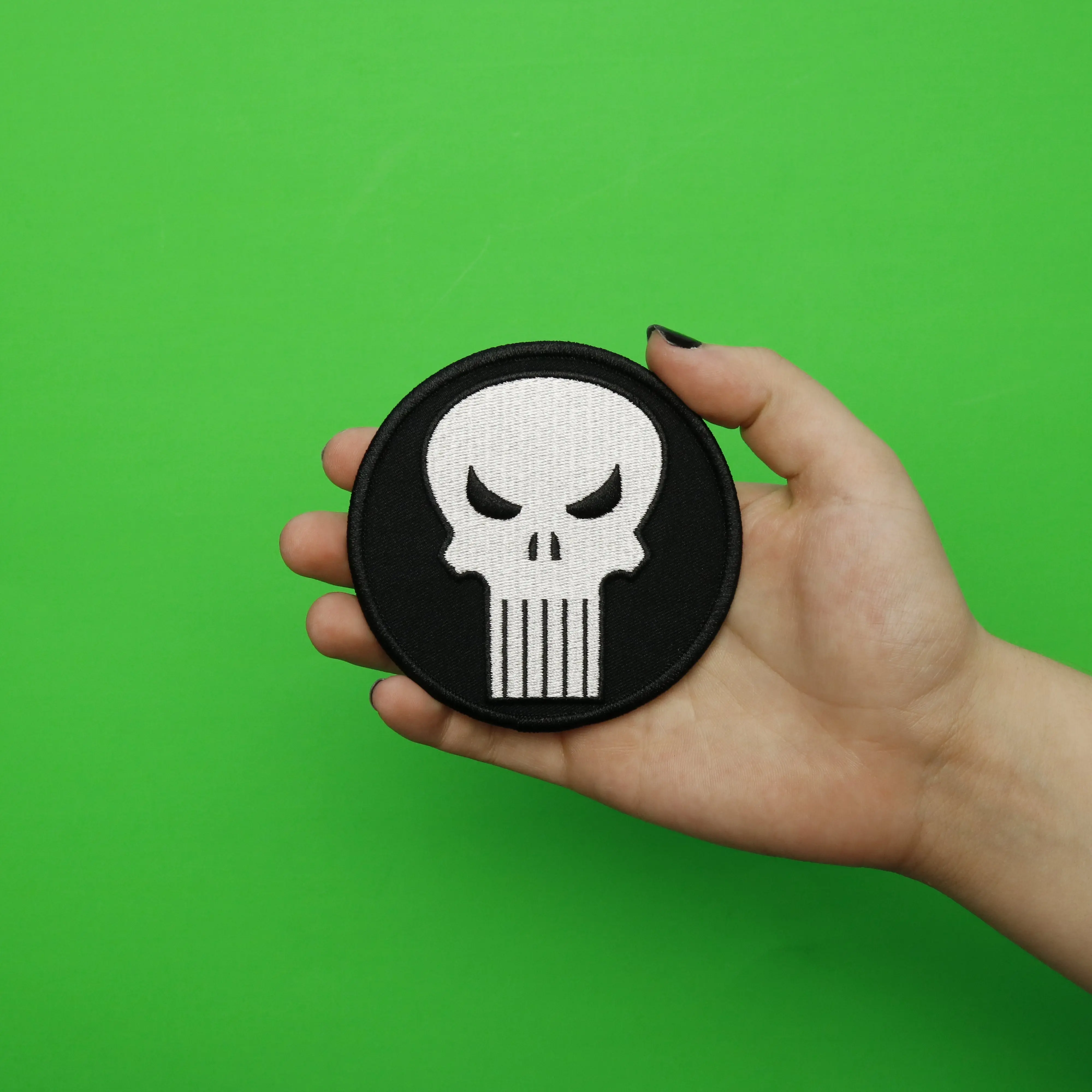 Marvel Comics Punisher Skull Round Embroidered Iron On Patch - Image 3