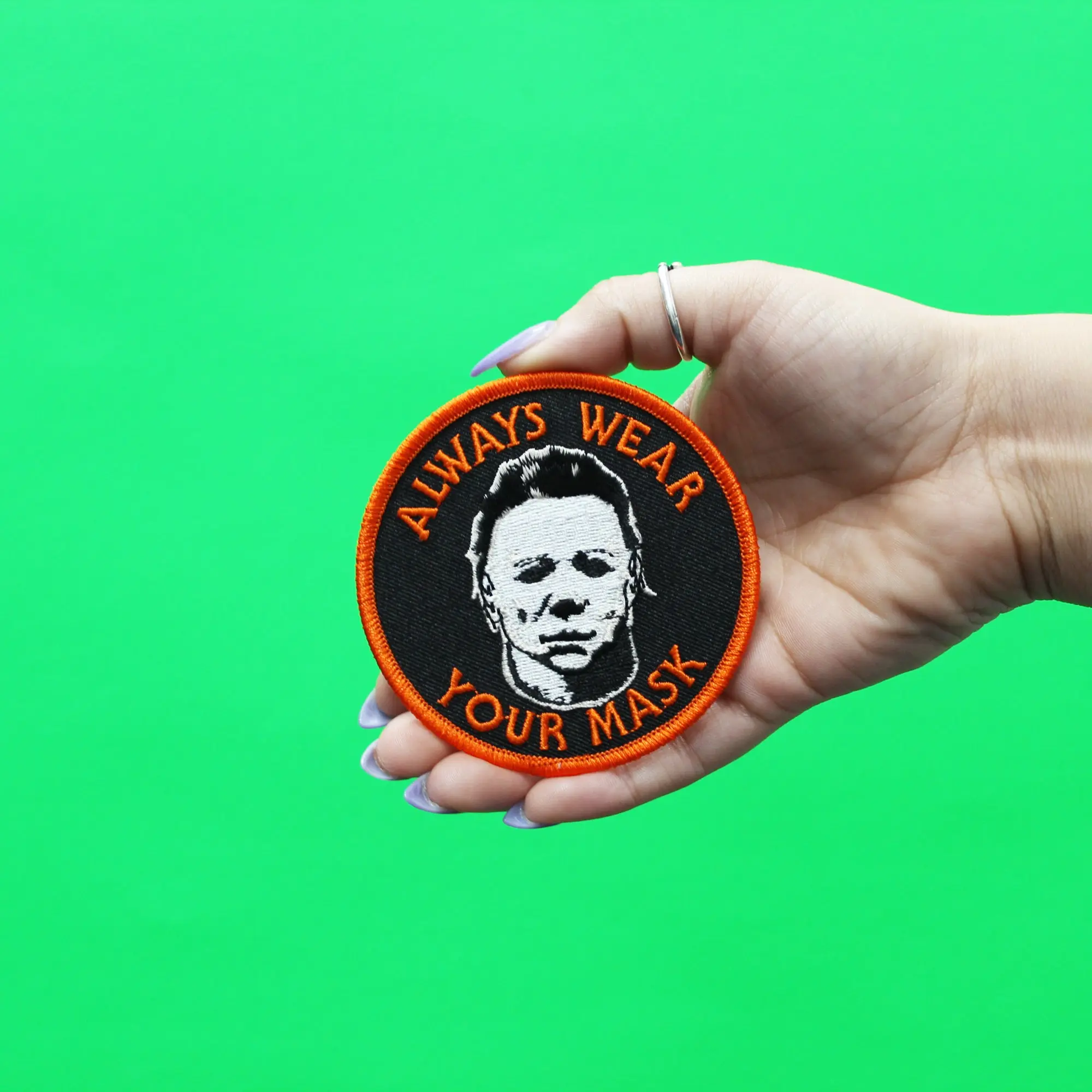 Michael Myers Patch Always Wear Your Mask Embroidered Iron On - Image 2