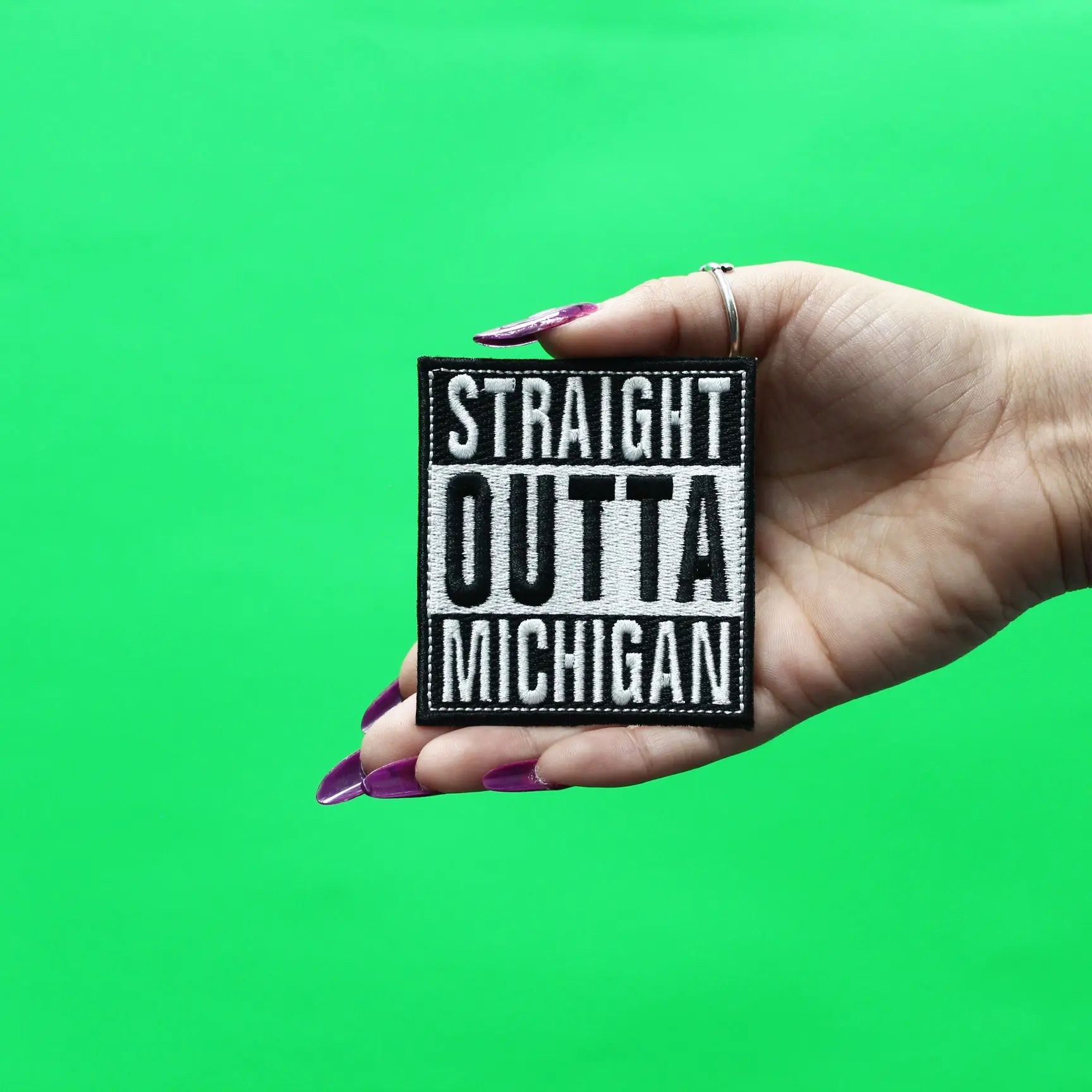 Straight Outta Michigan Patch Embroidered Iron On - Image 2